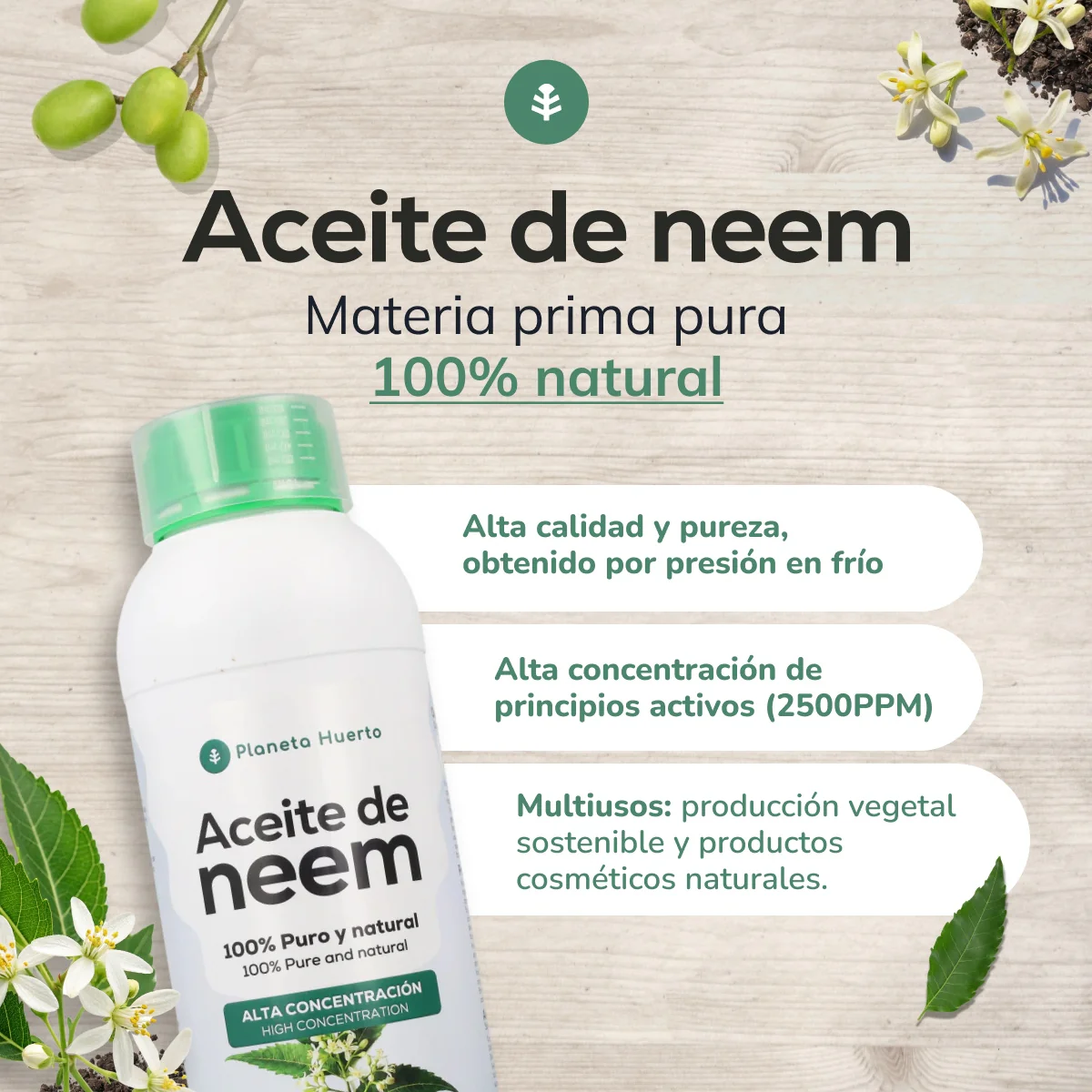 Aceite de Neem 100% Puro y Natural Planeta Huerto 1L - Image 4
