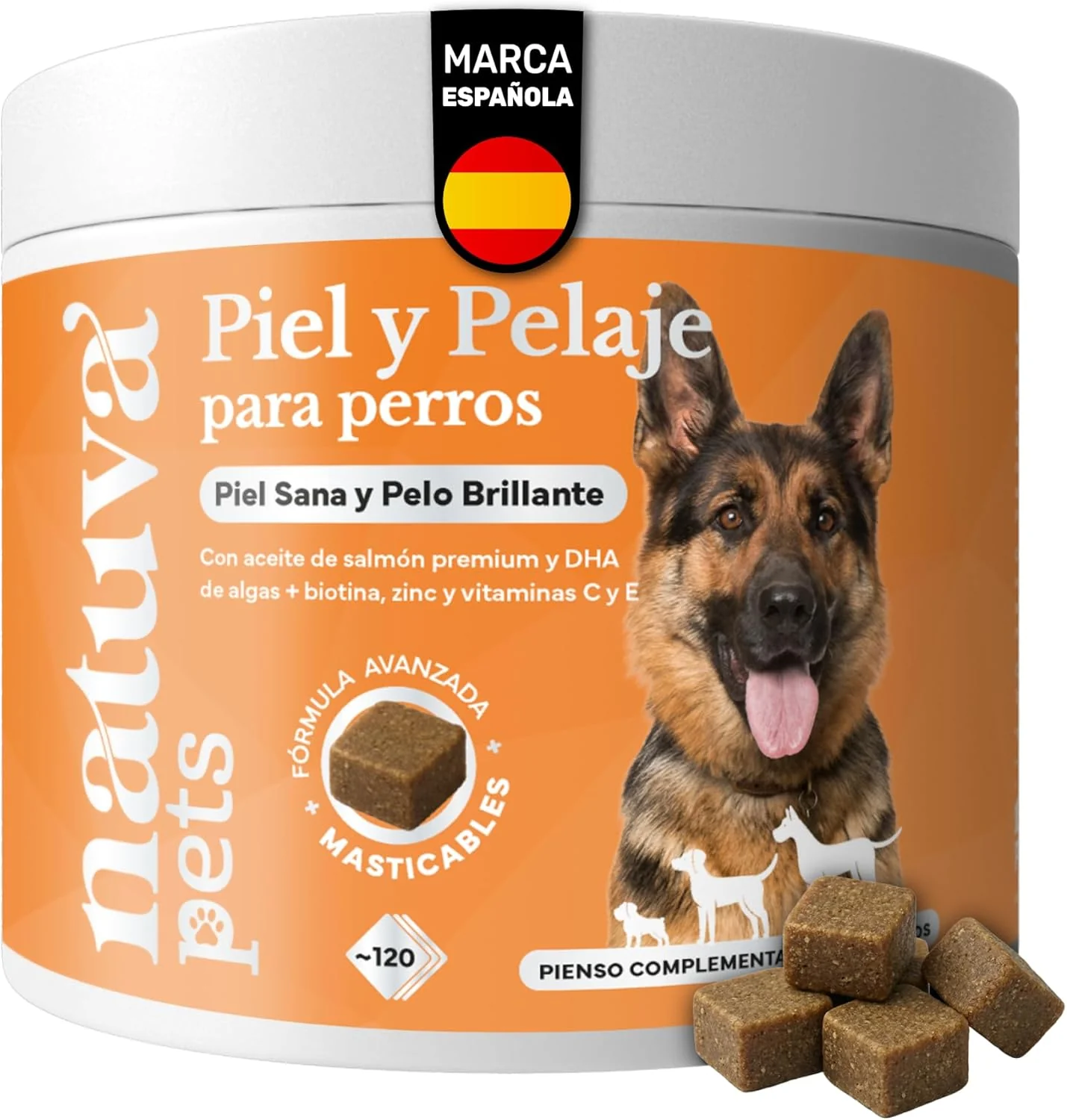 Aceite De Salmón Para Perros. Piel Y Pelo. Suplemento Para Mascotas. 120 Masticables. Natuva Pets