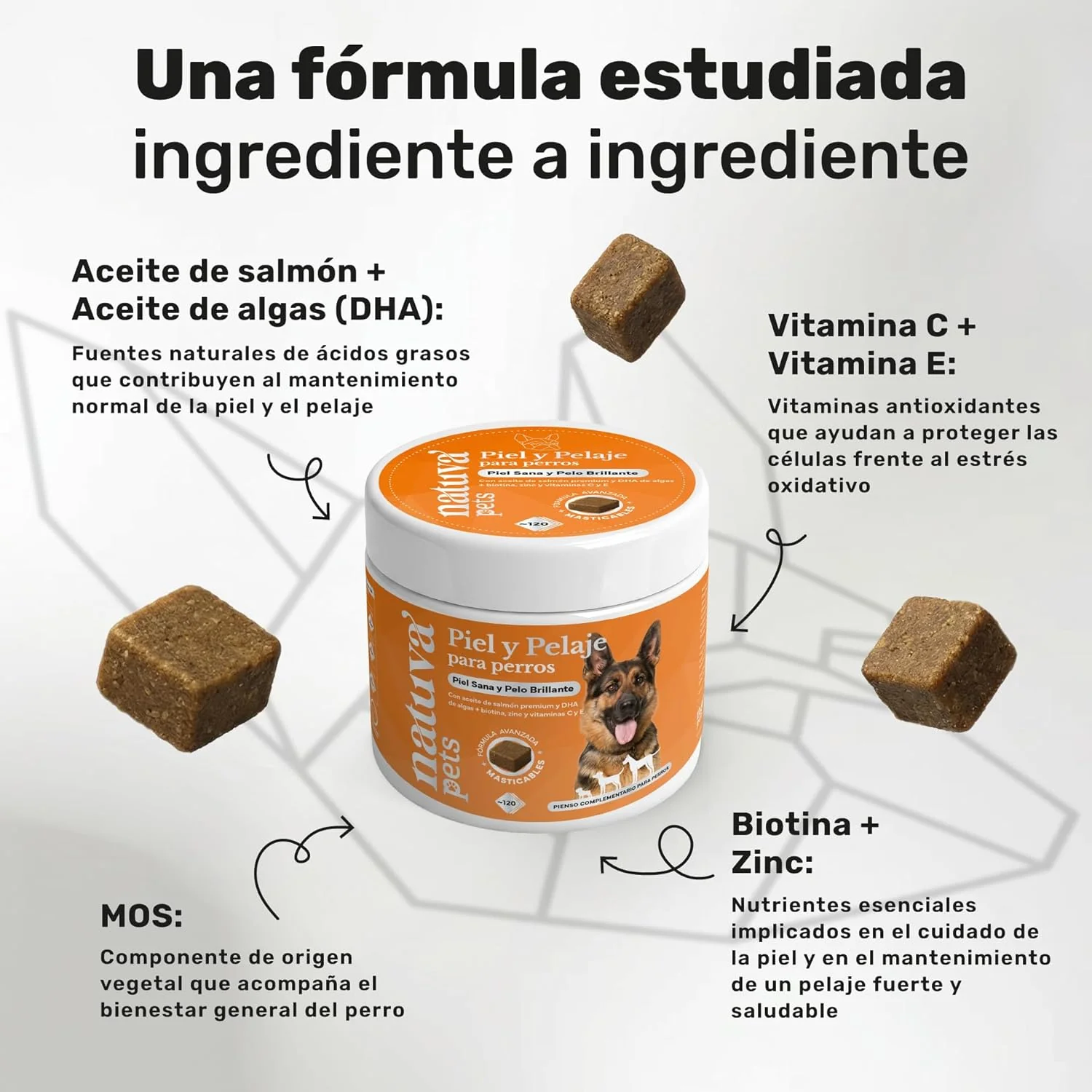 Aceite De Salmón Para Perros. Piel Y Pelo. Suplemento Para Mascotas. 120 Masticables. Natuva Pets - Image 3