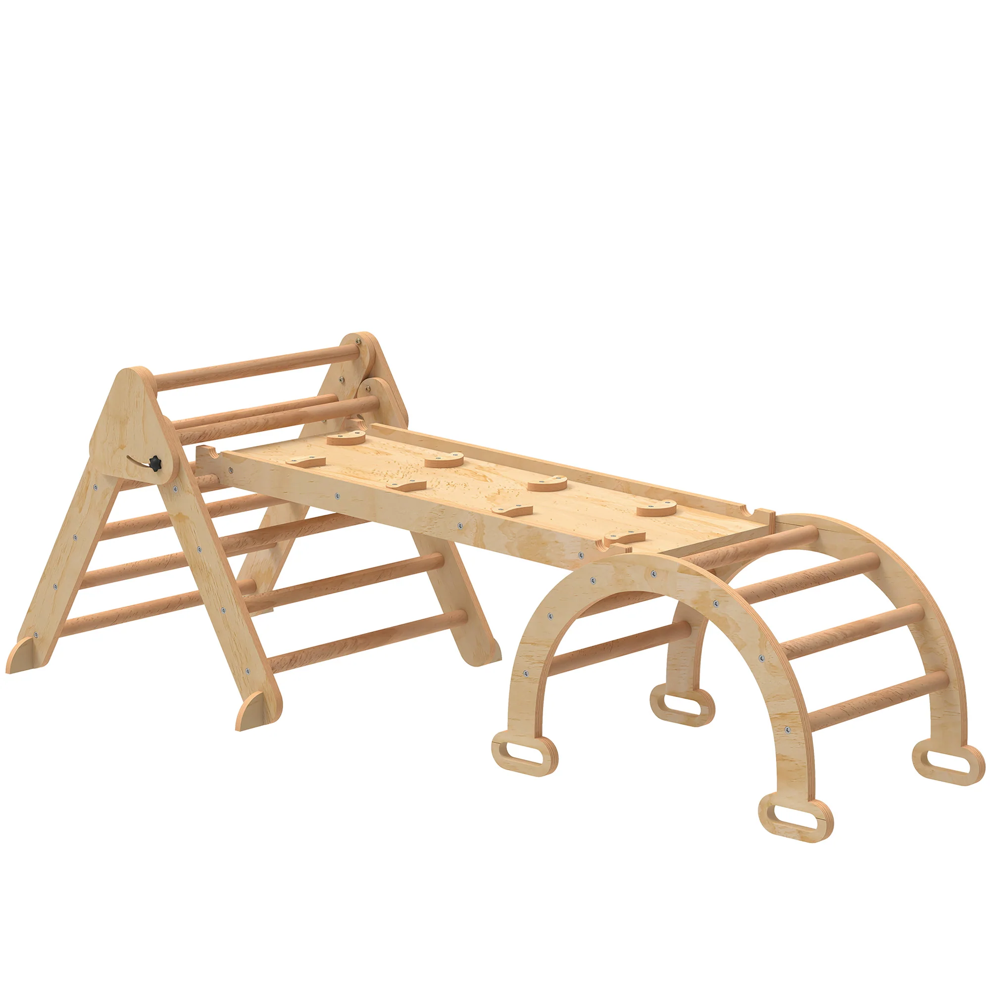 Aiyaplay 7 En 1 Triángulo De Escalada Montessori Con Arco Y Rampa 188x70 Cm