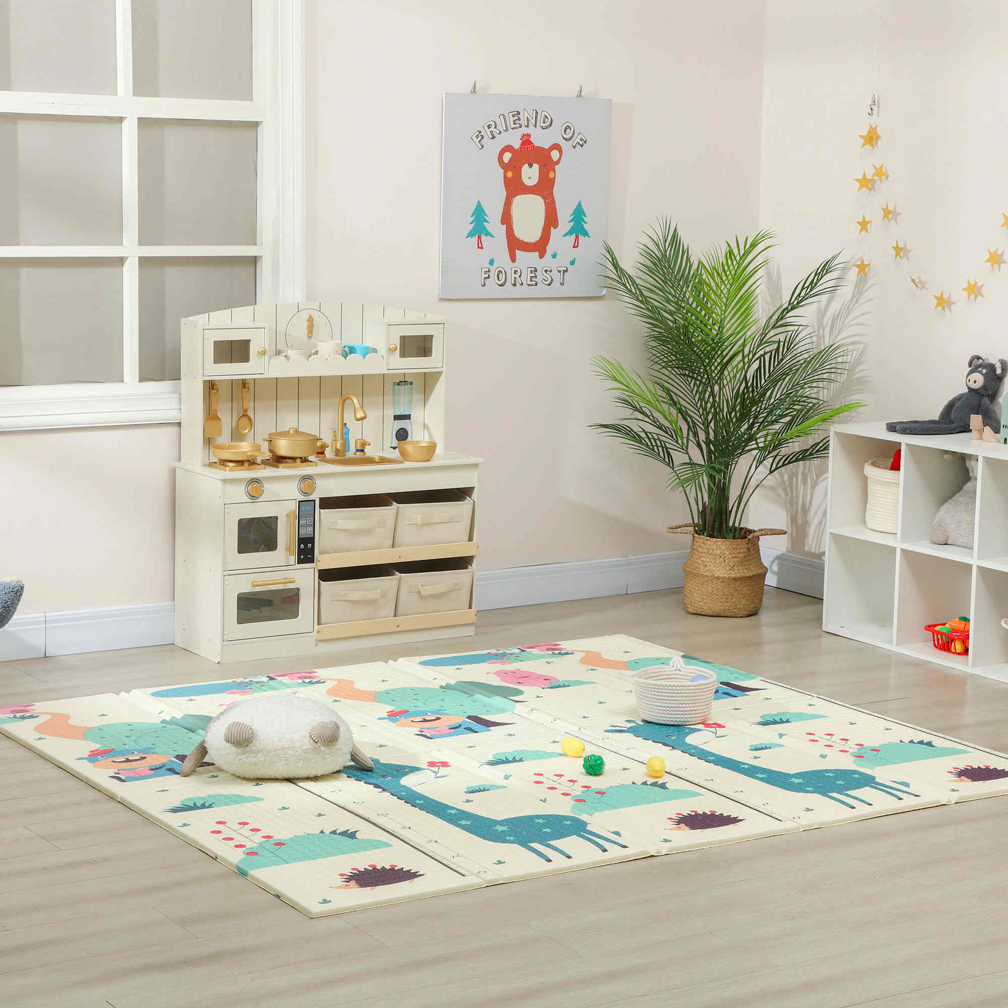 Aiyaplay Alfombra Bebé Acolchada Plegable Reversible 196x176x1,5 Cm Multicolor - Image 2
