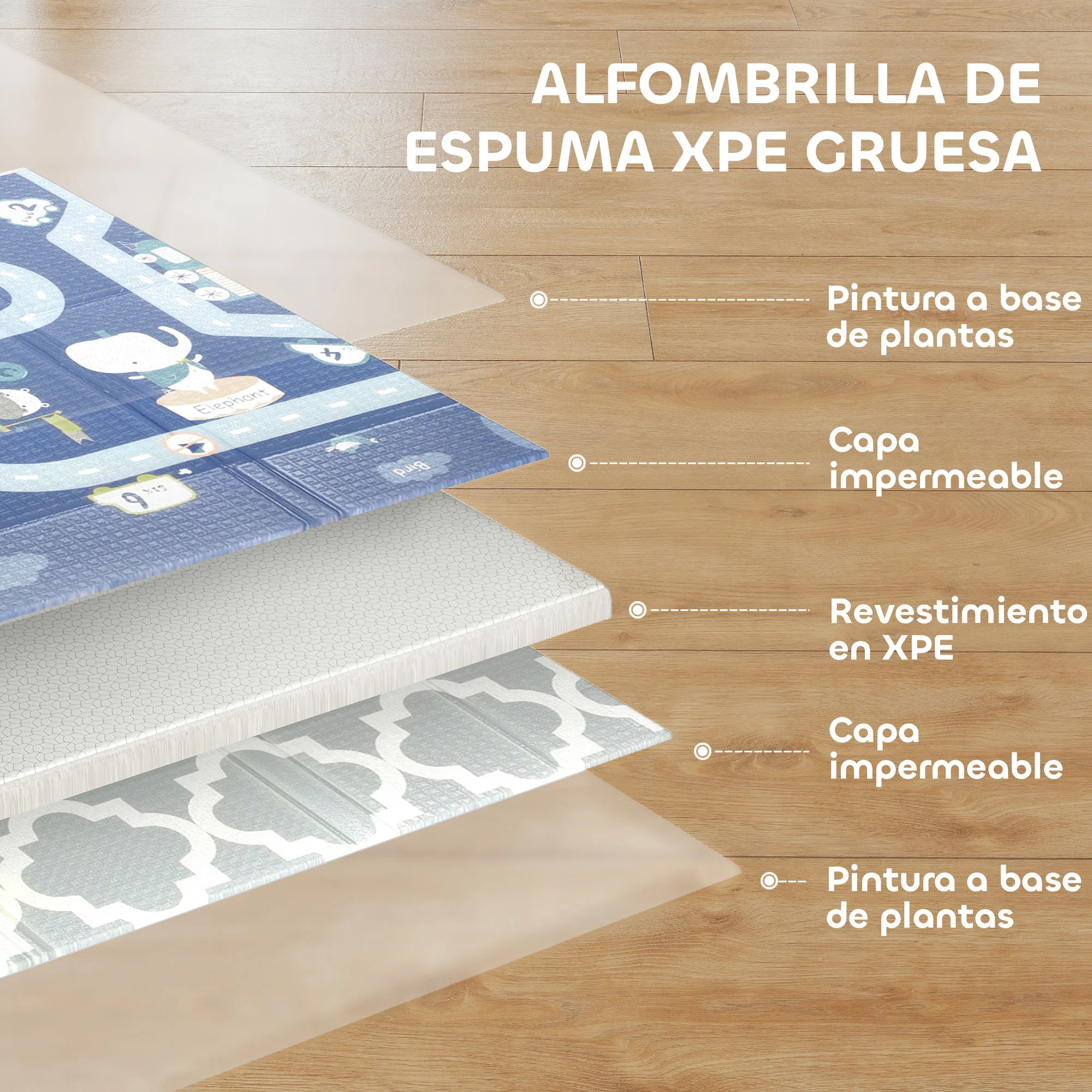 Aiyaplay Alfombra Bebé Acolchada Plegable Reversible Laterales Abatibles - Image 6