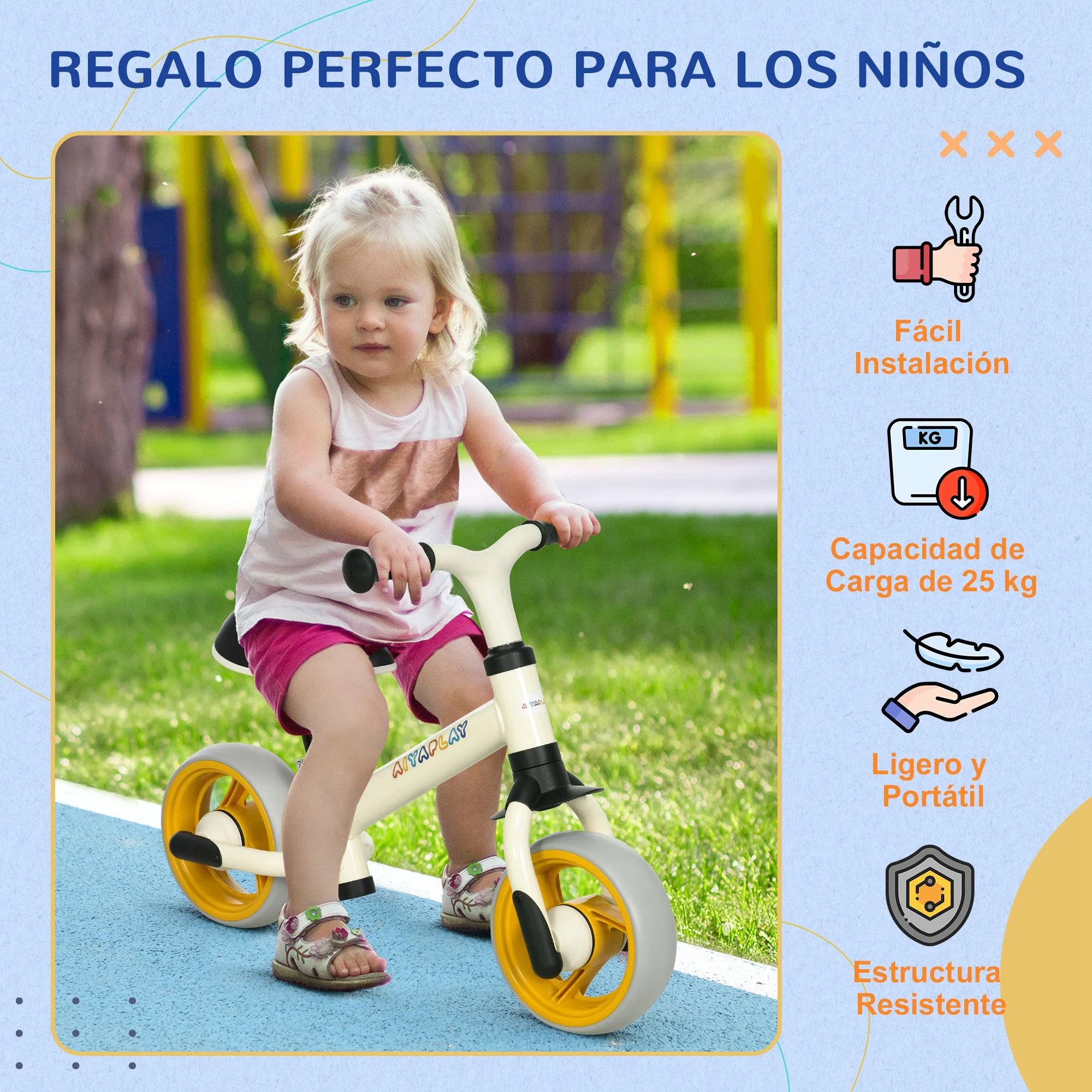 Aiyaplay Bicicleta Sin Pedales Para Niños De 18-48 Meses 66,5x34x47 Cm Naranja - Image 6