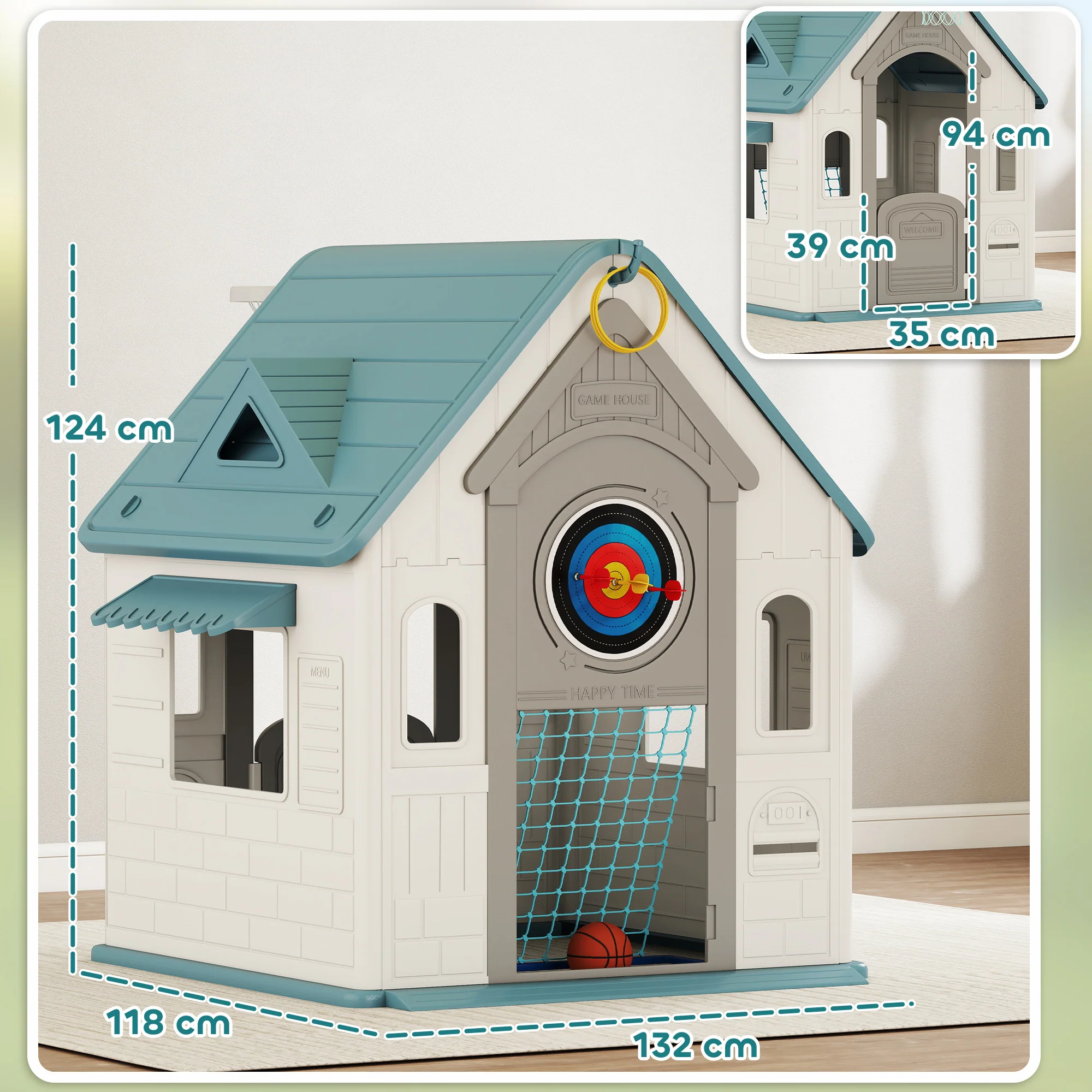 Aiyaplay Casita Infantil Exterior E Interior 5 En 1 Beige - Image 3