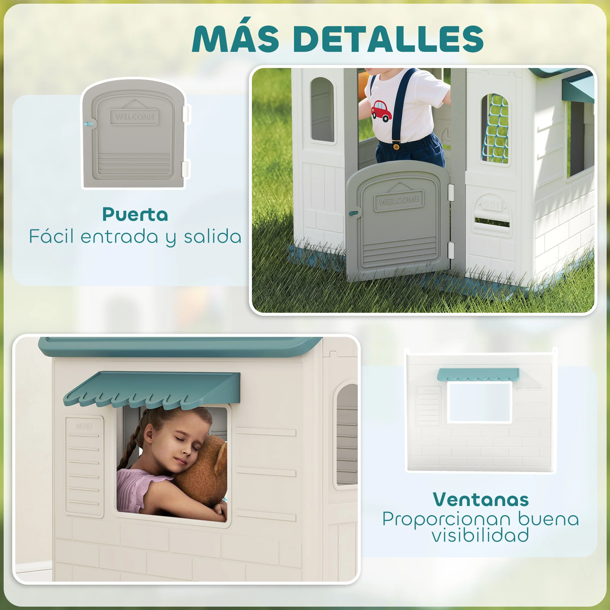 Aiyaplay Casita Infantil Exterior E Interior 5 En 1 Beige - Image 6