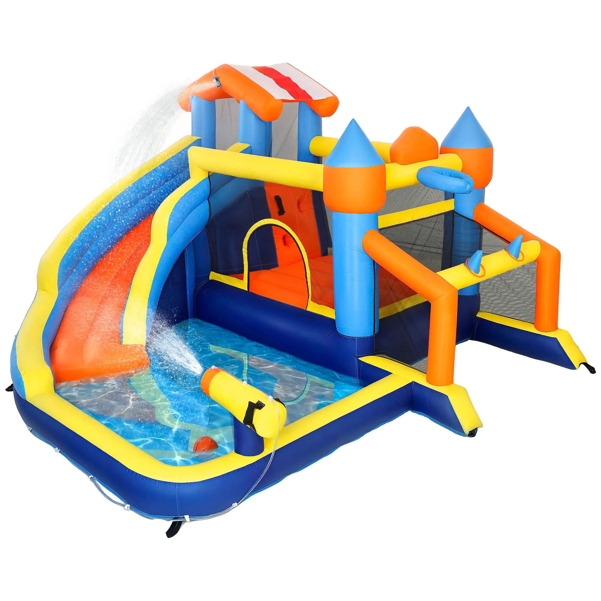 Aiyaplay Castillo Hinchable Acuático 8 En 1 Con Soplador 550w Tobogán Trampolín
