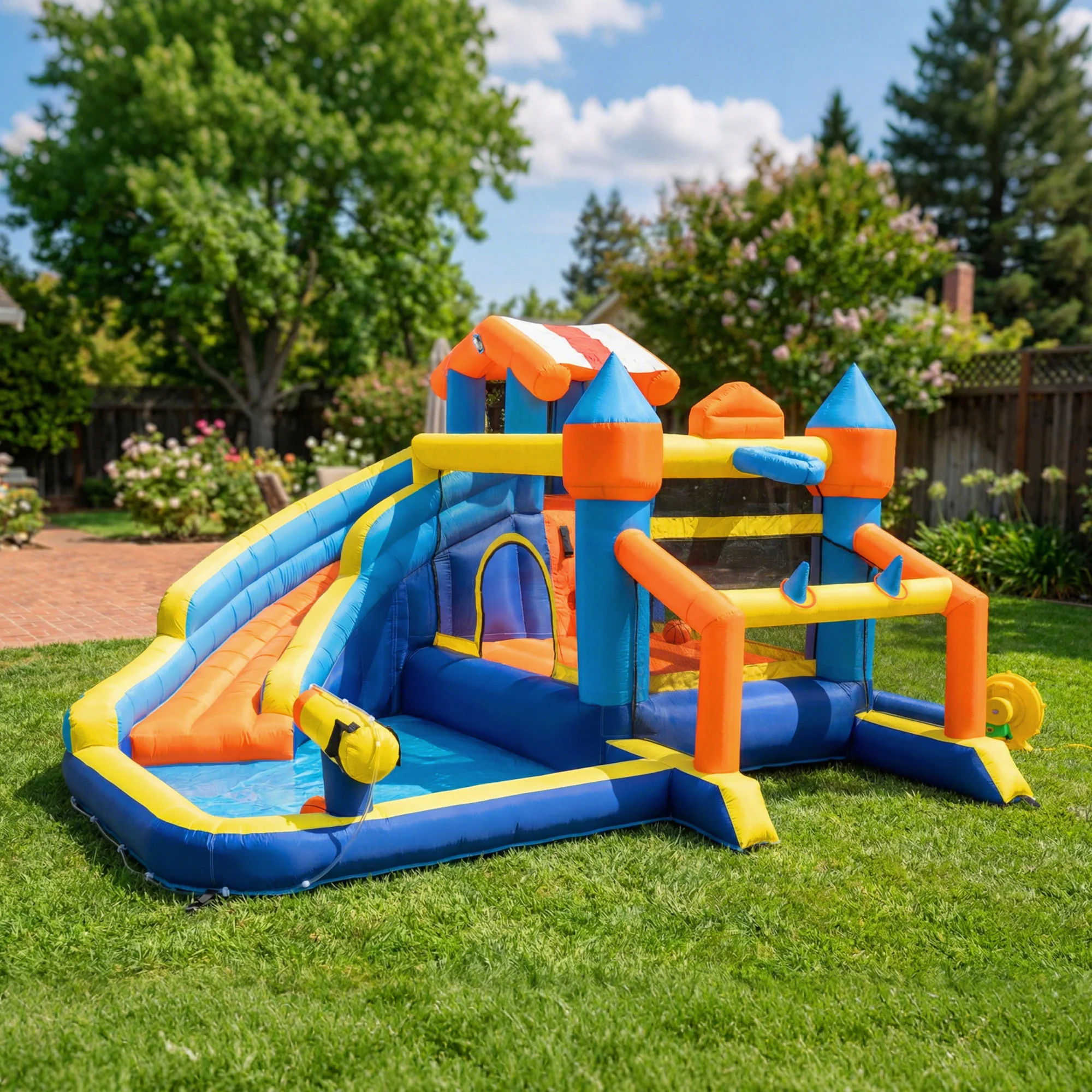 Aiyaplay Castillo Hinchable Acuático 8 En 1 Con Soplador 550w Tobogán Trampolín - Image 2