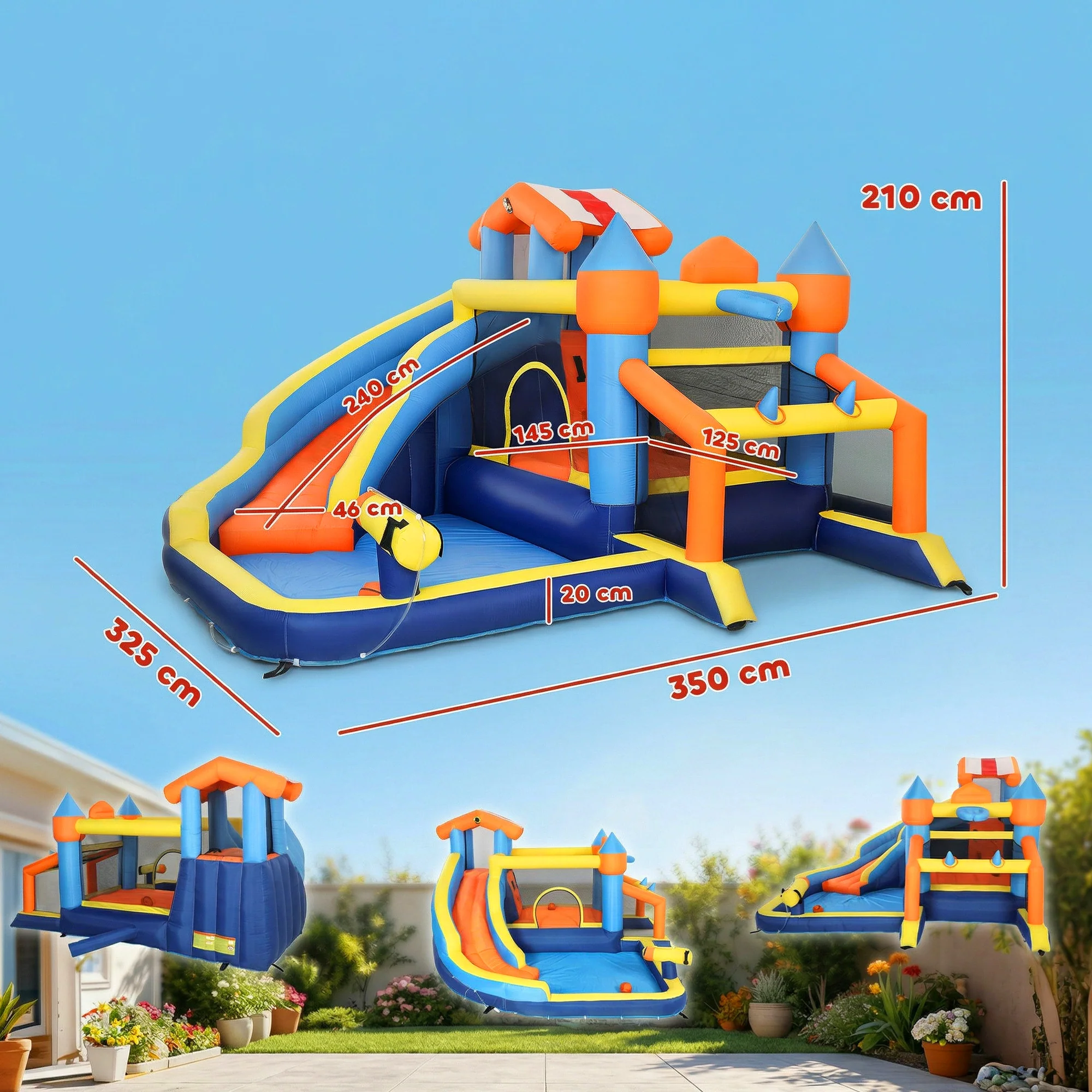 Aiyaplay Castillo Hinchable Acuático 8 En 1 Con Soplador 550w Tobogán Trampolín - Image 3
