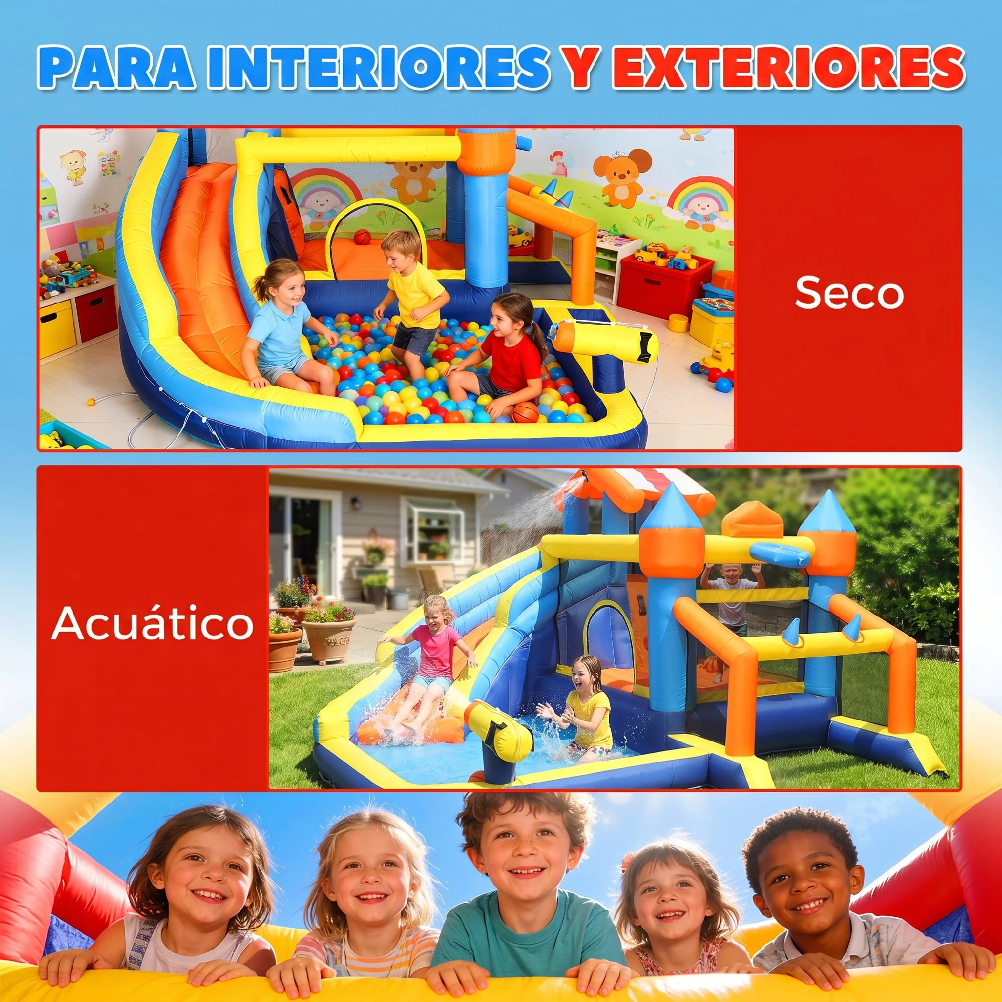 Aiyaplay Castillo Hinchable Acuático 8 En 1 Con Soplador 550w Tobogán Trampolín - Image 6