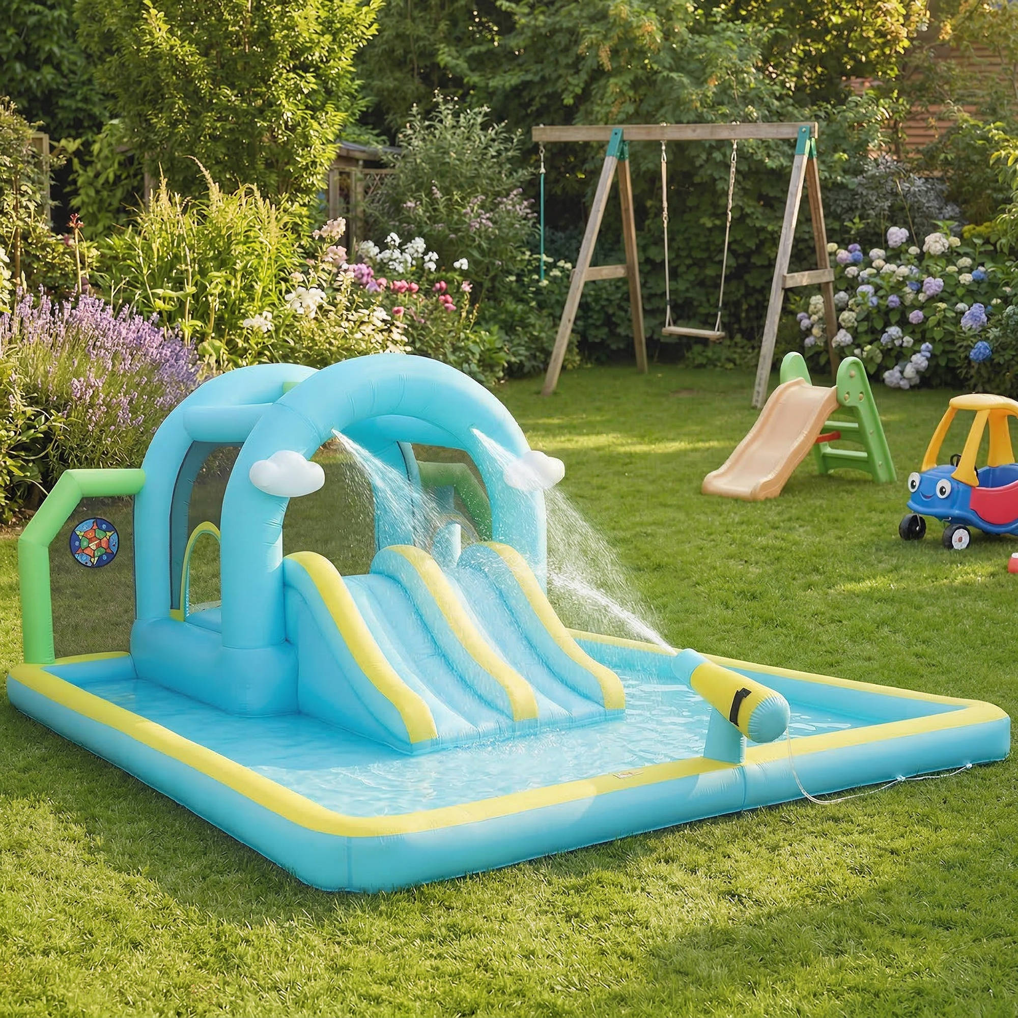Aiyaplay Castillo Hinchable Acuático Con Soplador 2 Toboganes Trampolín Piscina - Image 2