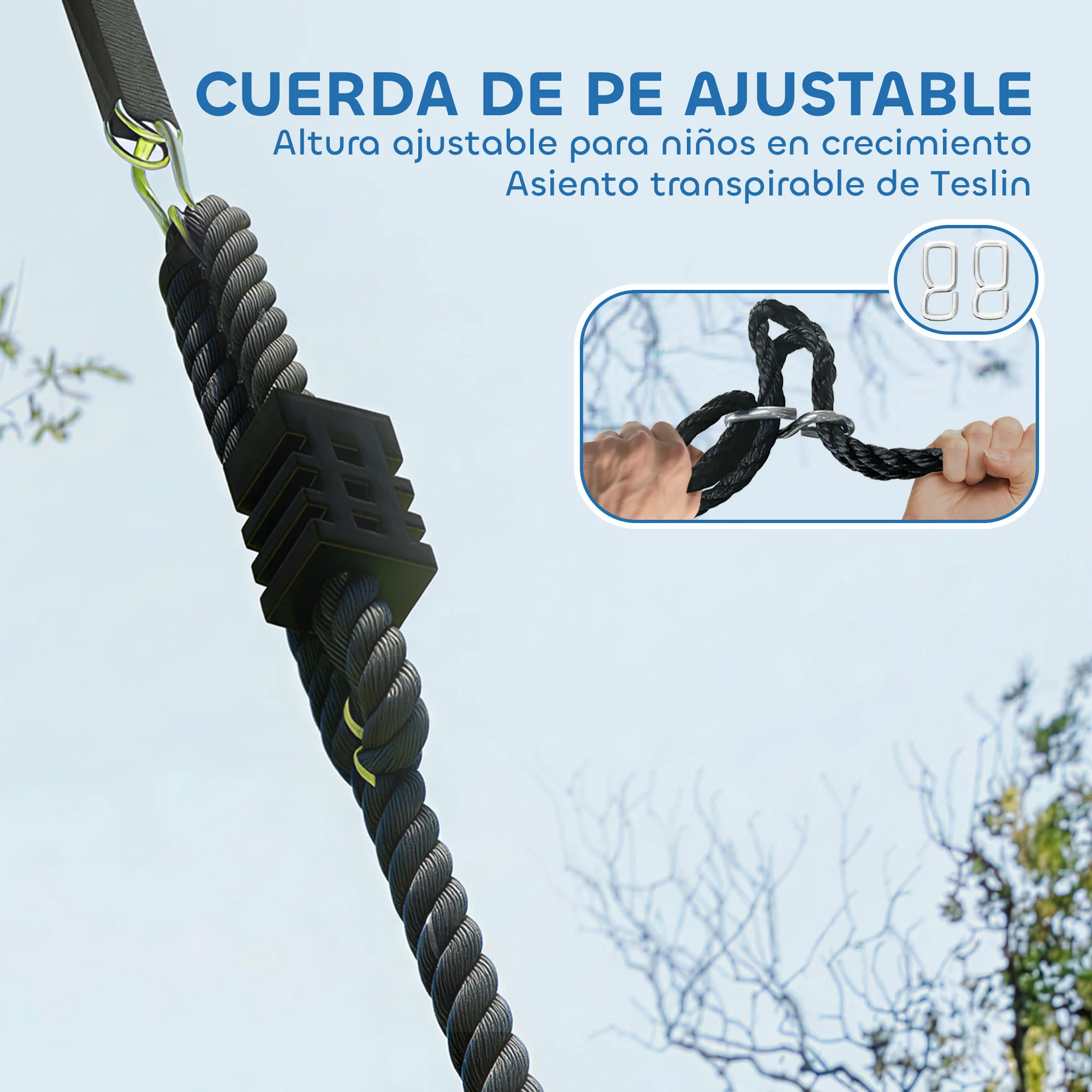 Aiyaplay Columpio Nido Infantil Ø120 Cm Altura Ajustable Carga 300 Kg Multicolor - Image 6