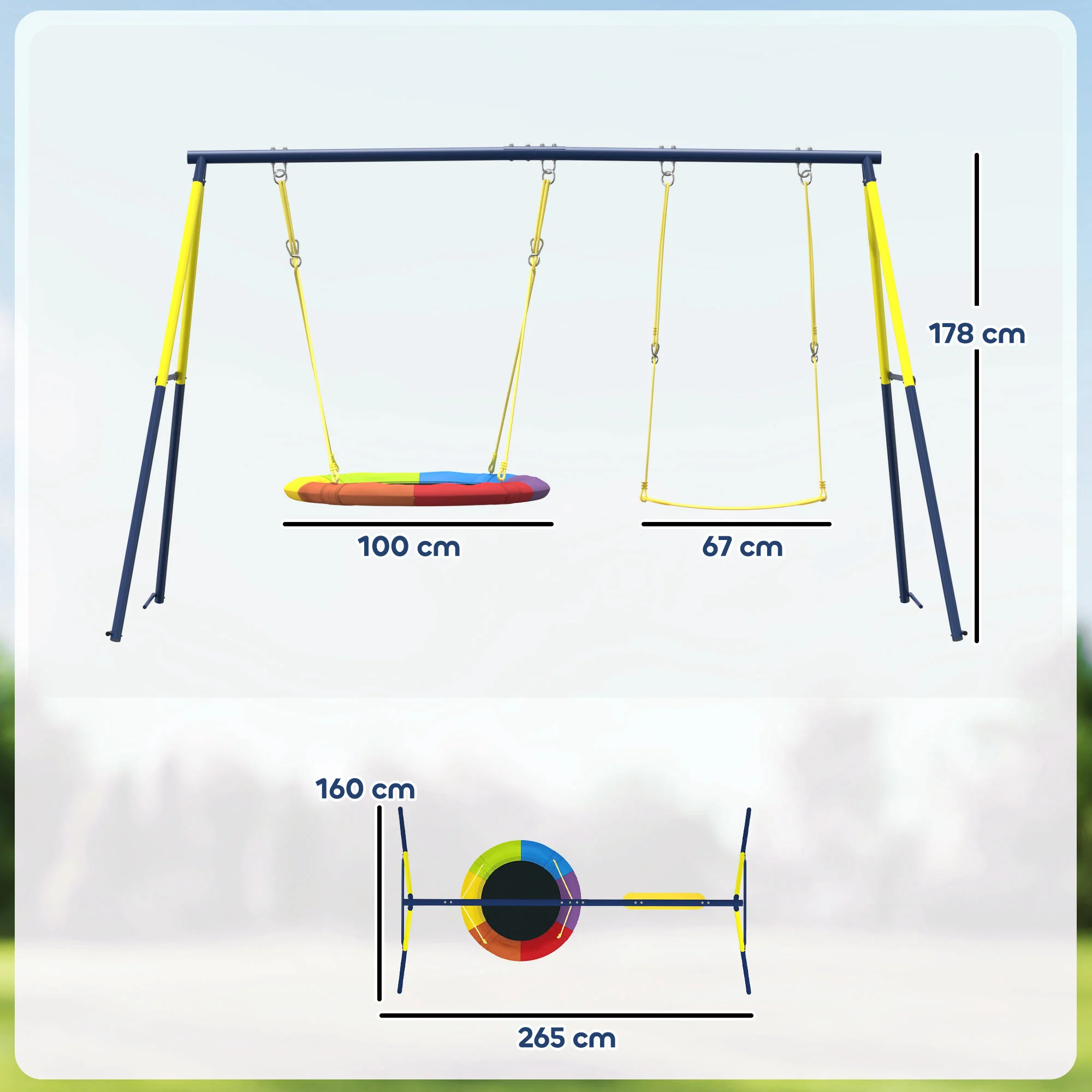 Aiyaplay Columpio Para Bebés Con 2 Columpios Cuerdas Ajustables Multicolor - Image 3