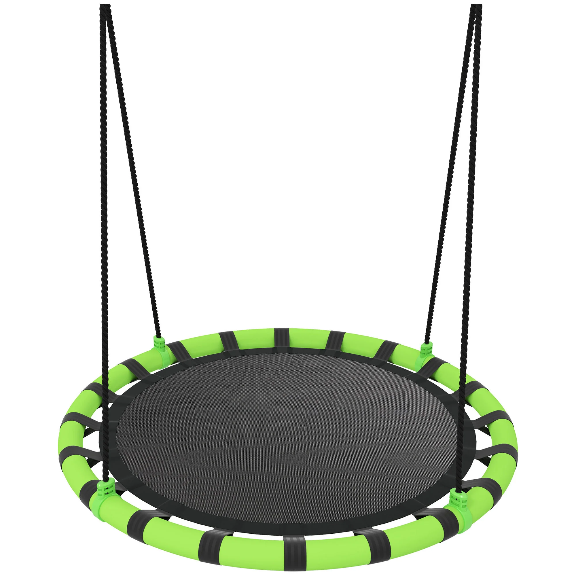 Aiyaplay Columpio Para Niños Redondo Ajustable Ø100x180 Cm Negro Y Verde