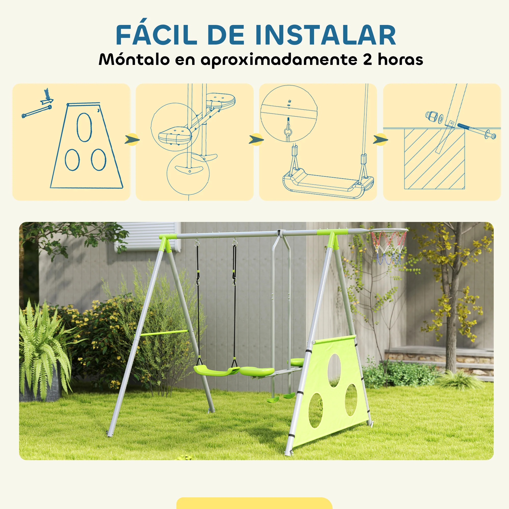 Aiyaplay Columpios Para Niños De +3 Años 4 En 1 Verde - Image 6