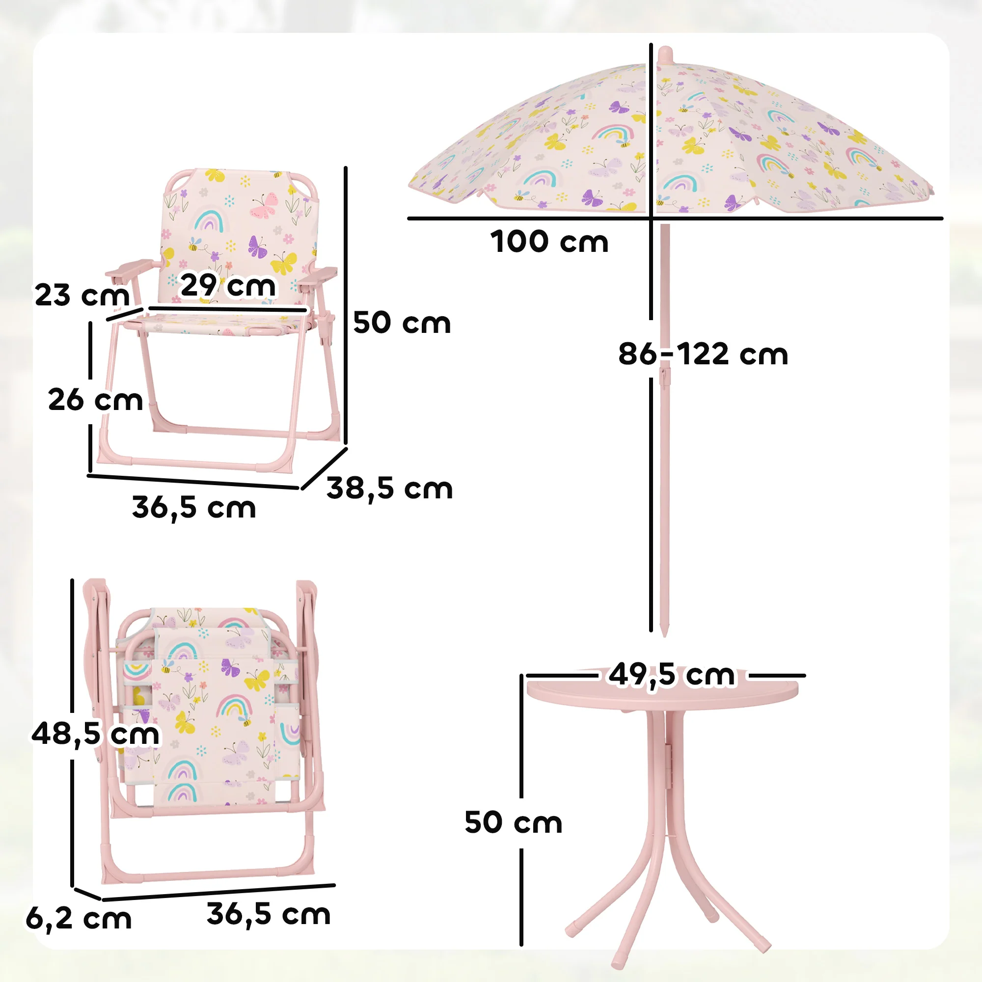 Aiyaplay Conjunto De Mesa Y Sillas Infantil De Jardín De 4 Piezas Rosa - Image 3
