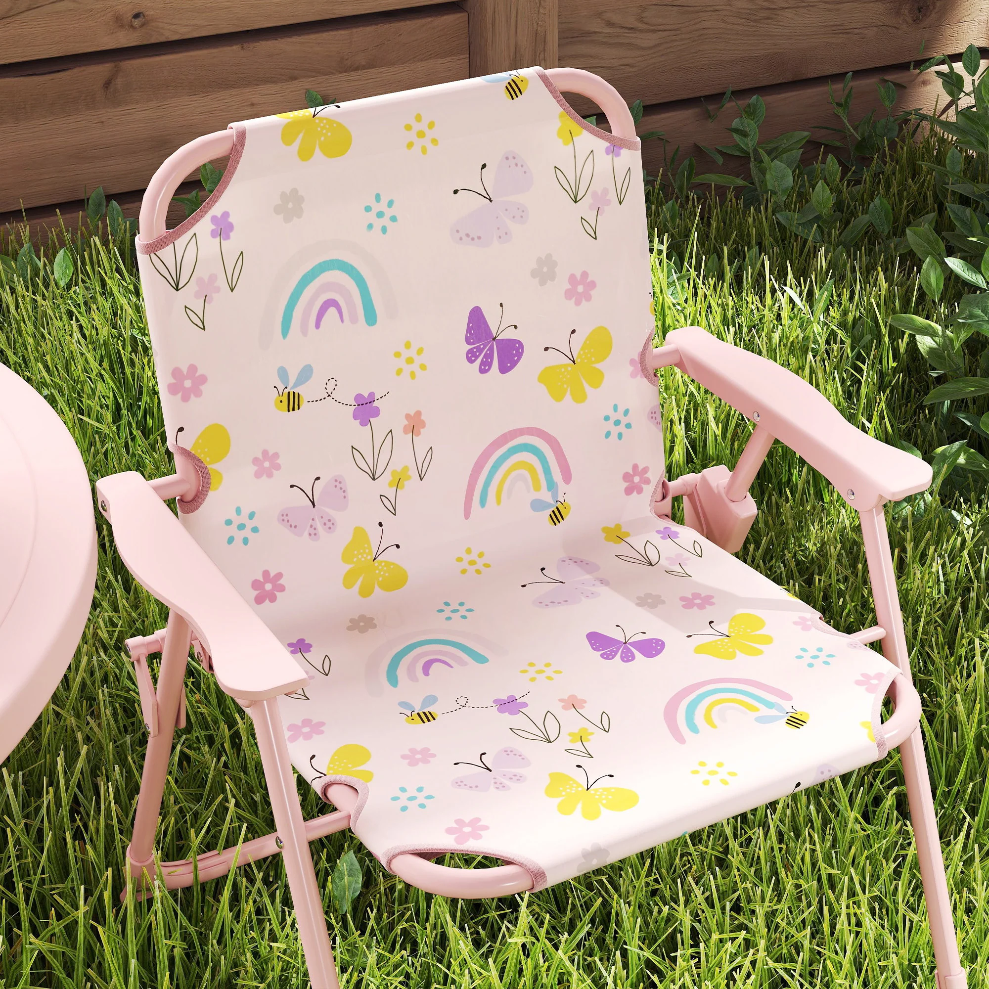 Aiyaplay Conjunto De Mesa Y Sillas Infantil De Jardín De 4 Piezas Rosa - Image 4