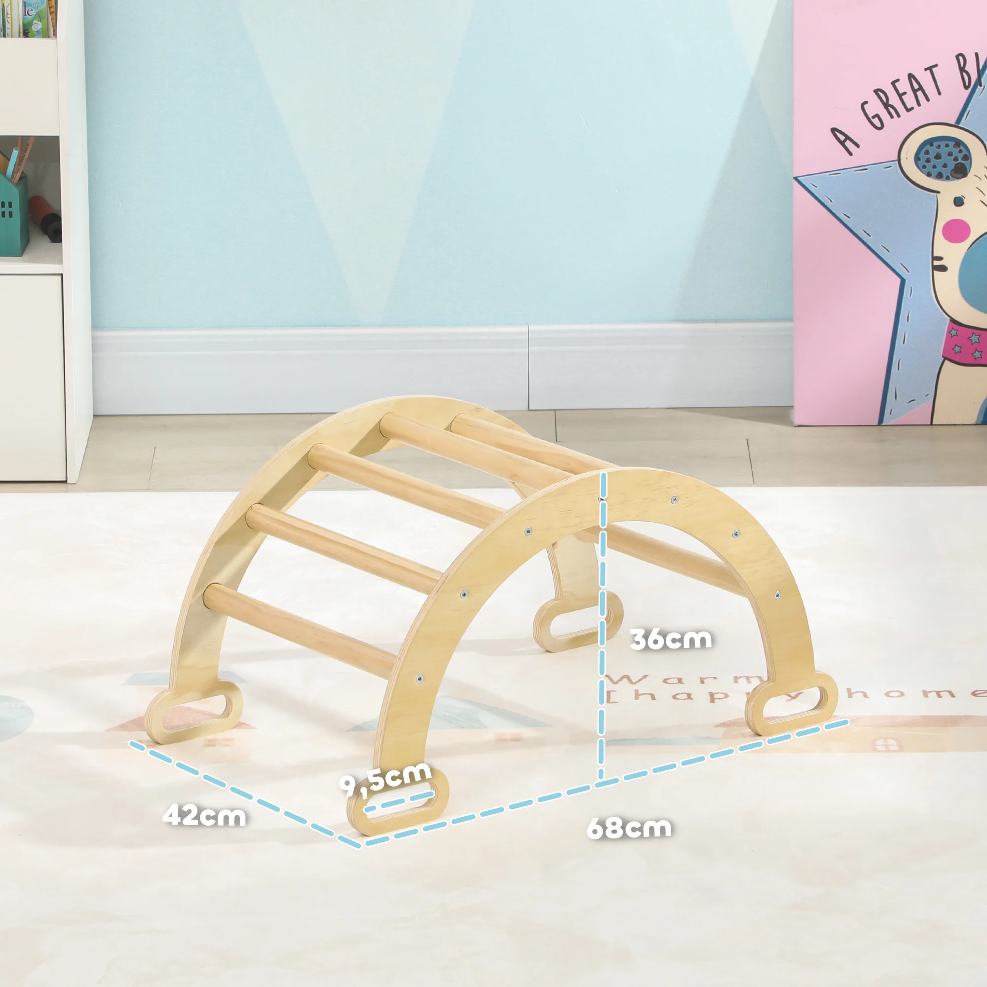 Aiyaplay Escalada Para Niños 2 En 1 Para Niños De 18-48 Meses 68x42x36cm Natural - Image 3