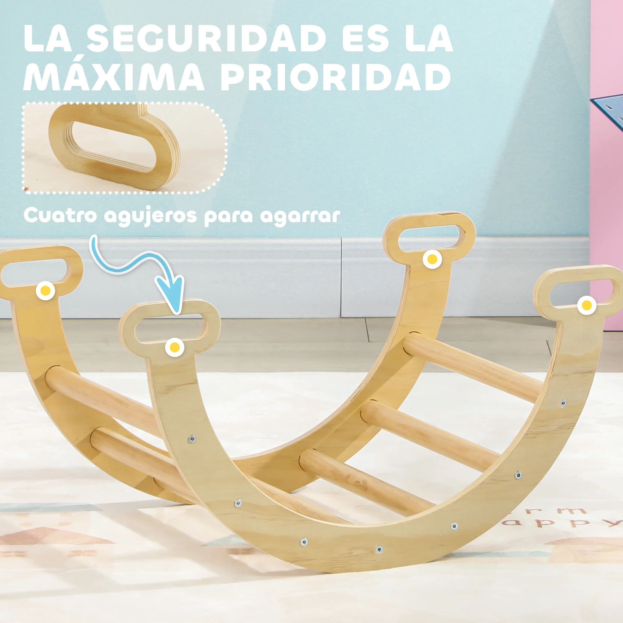 Aiyaplay Escalada Para Niños 2 En 1 Para Niños De 18-48 Meses 68x42x36cm Natural - Image 6
