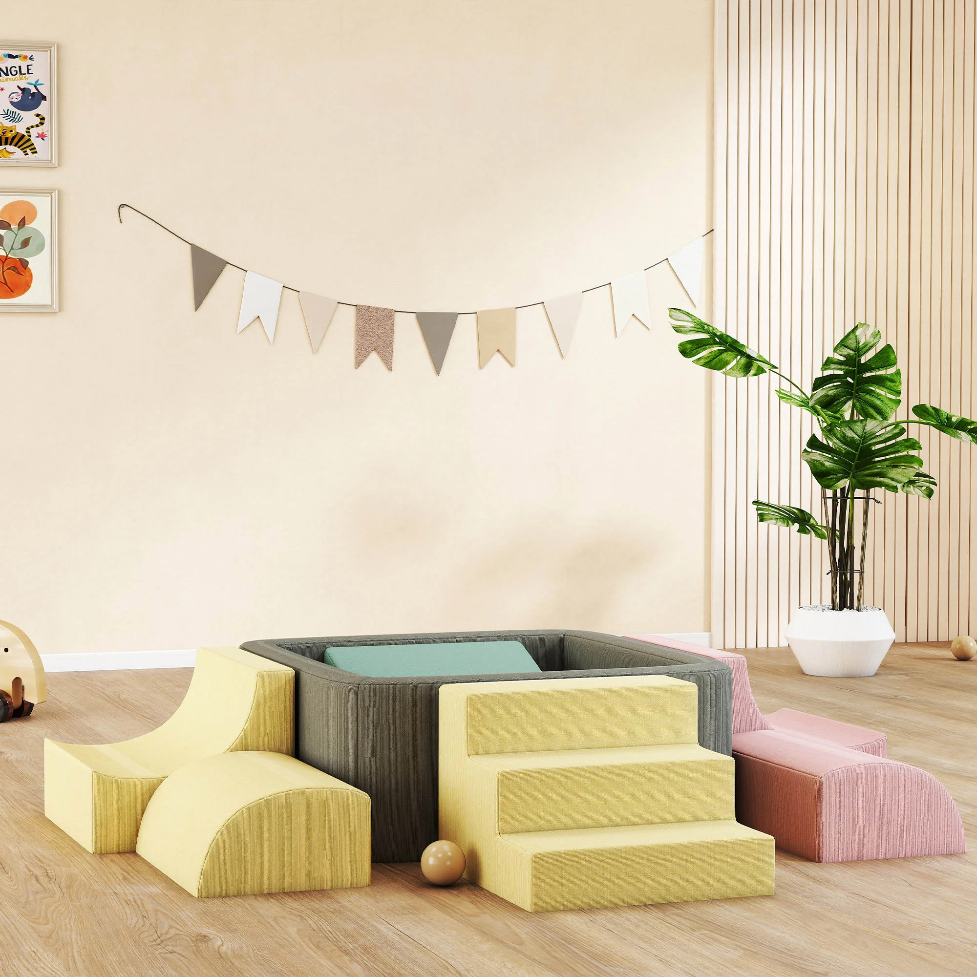 Aiyaplay Juego De 7 Bloques De Espuma Para Niños Fundas Lavables Multicolor - Image 2
