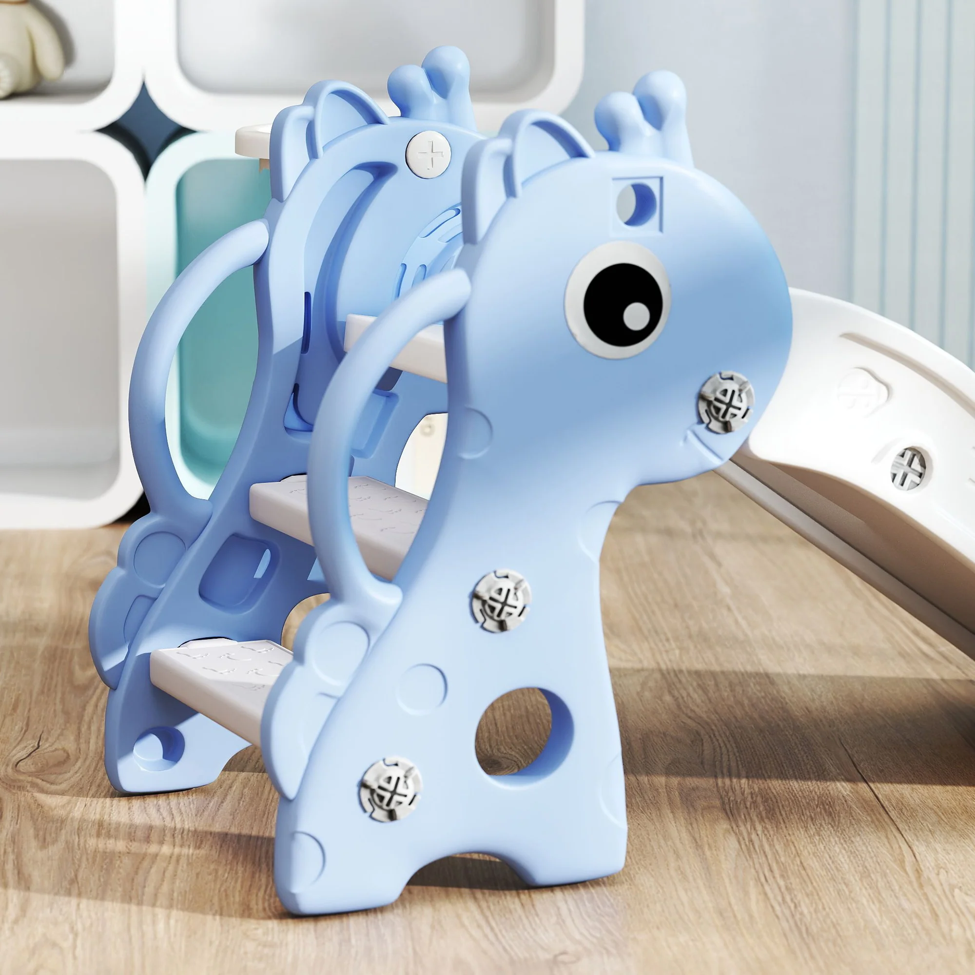 Aiyaplay Tobogán Infantil 3 En 1 Para Niños De 1-3 Años 106x51,5x52 Cm Azul - Image 4