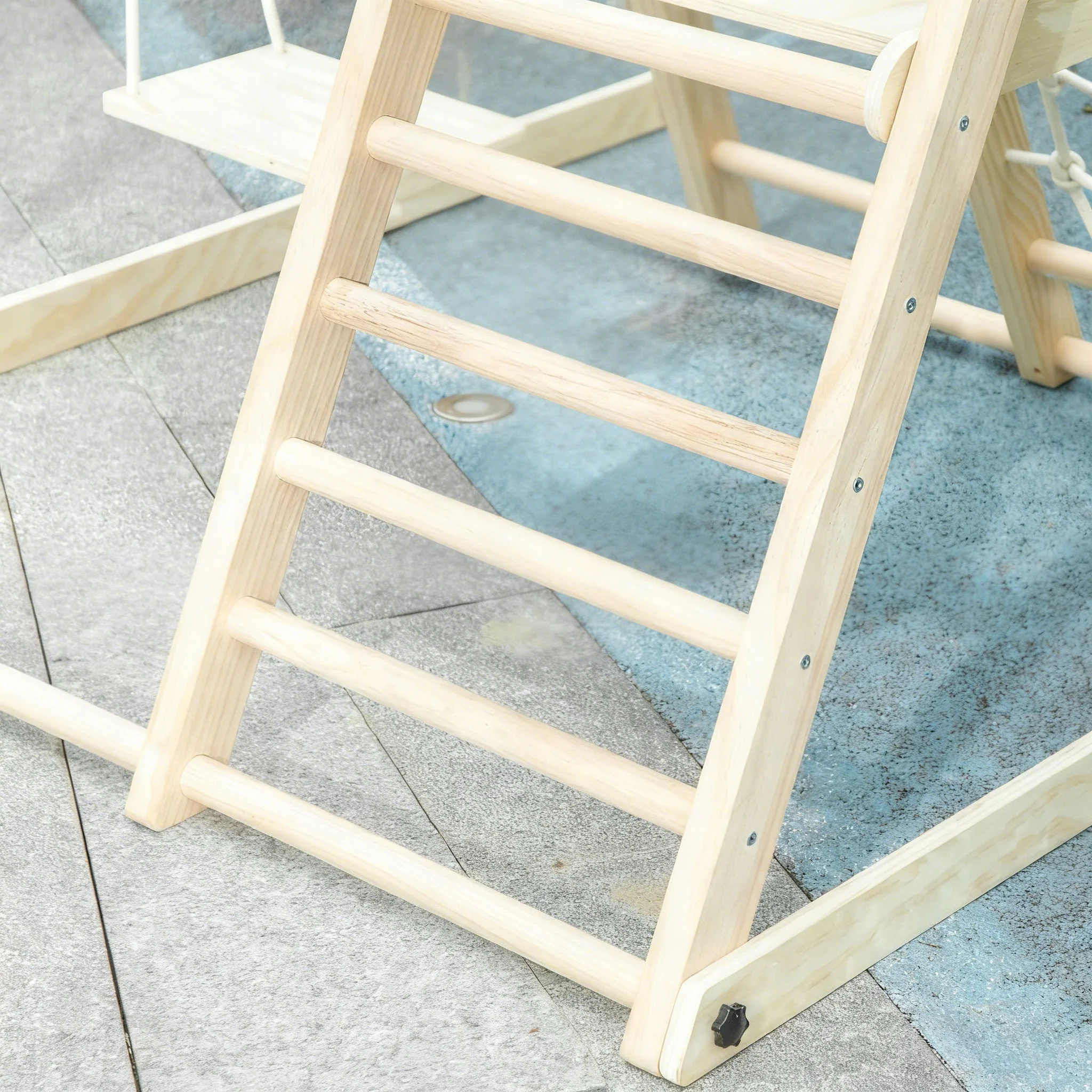 Aiyaplay Tobogán Infantil 5 En 1 Estructura De Escalada De Madera Natural - Image 5