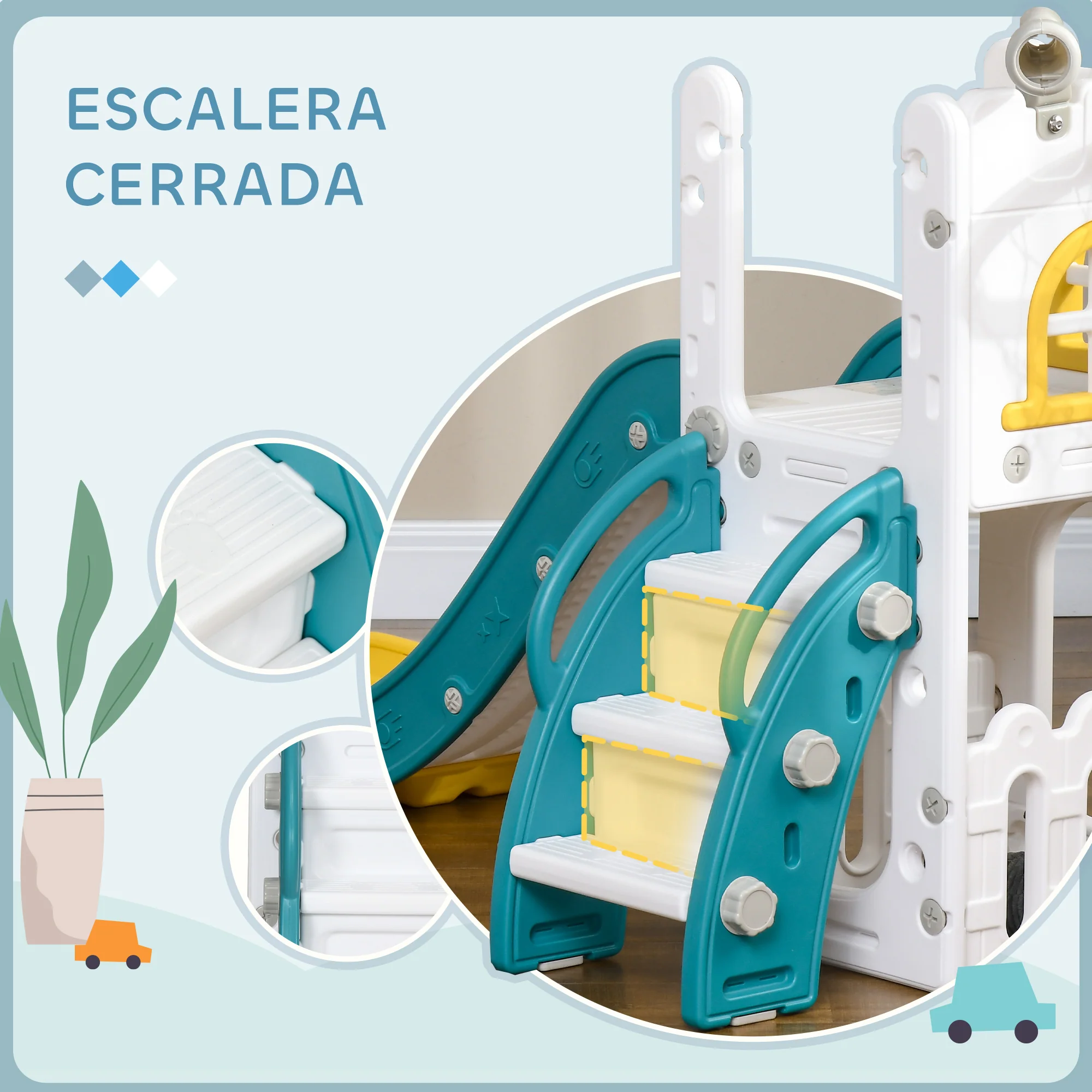 Aiyaplay Tobogán Infantil 5 En 1 Para Niños De 1-3 Años Amarillo Y Verde - Image 6