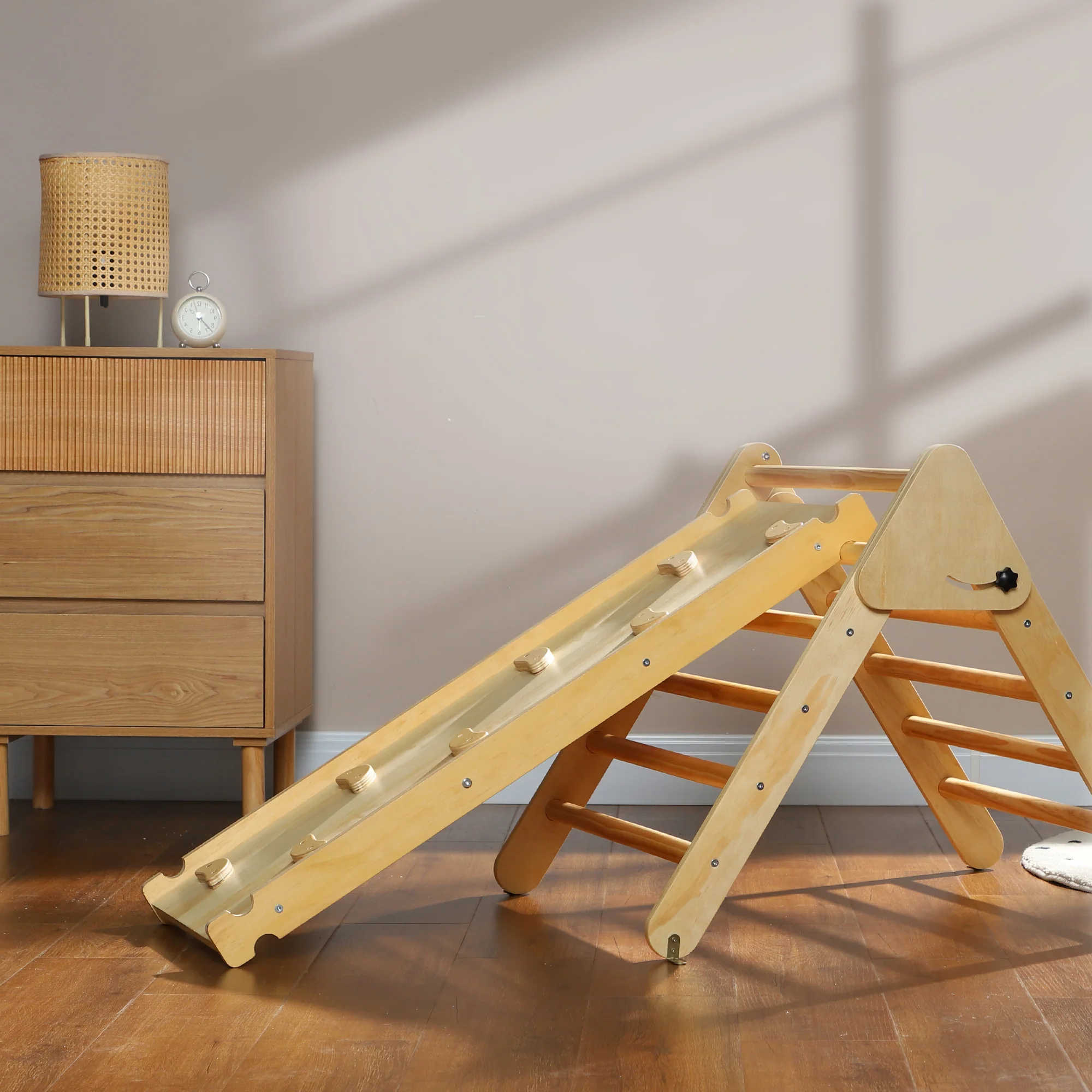 Aiyaplay Triángulo De Escalada De Madera 3 En 1 147x64,5x63 Cm Natural - Image 4