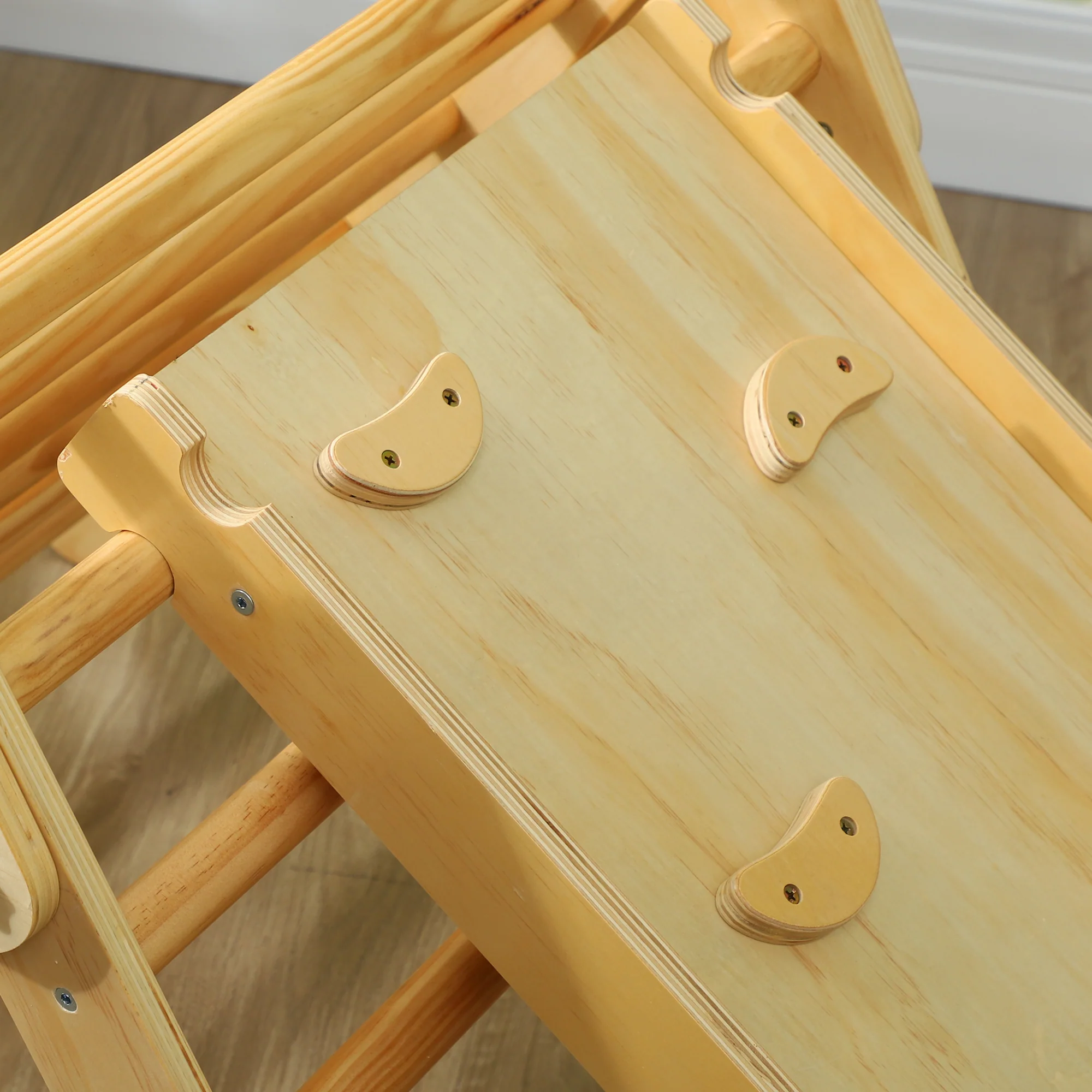 Aiyaplay Triángulo De Escalada De Madera 3 En 1 147x64,5x63 Cm Natural - Image 5