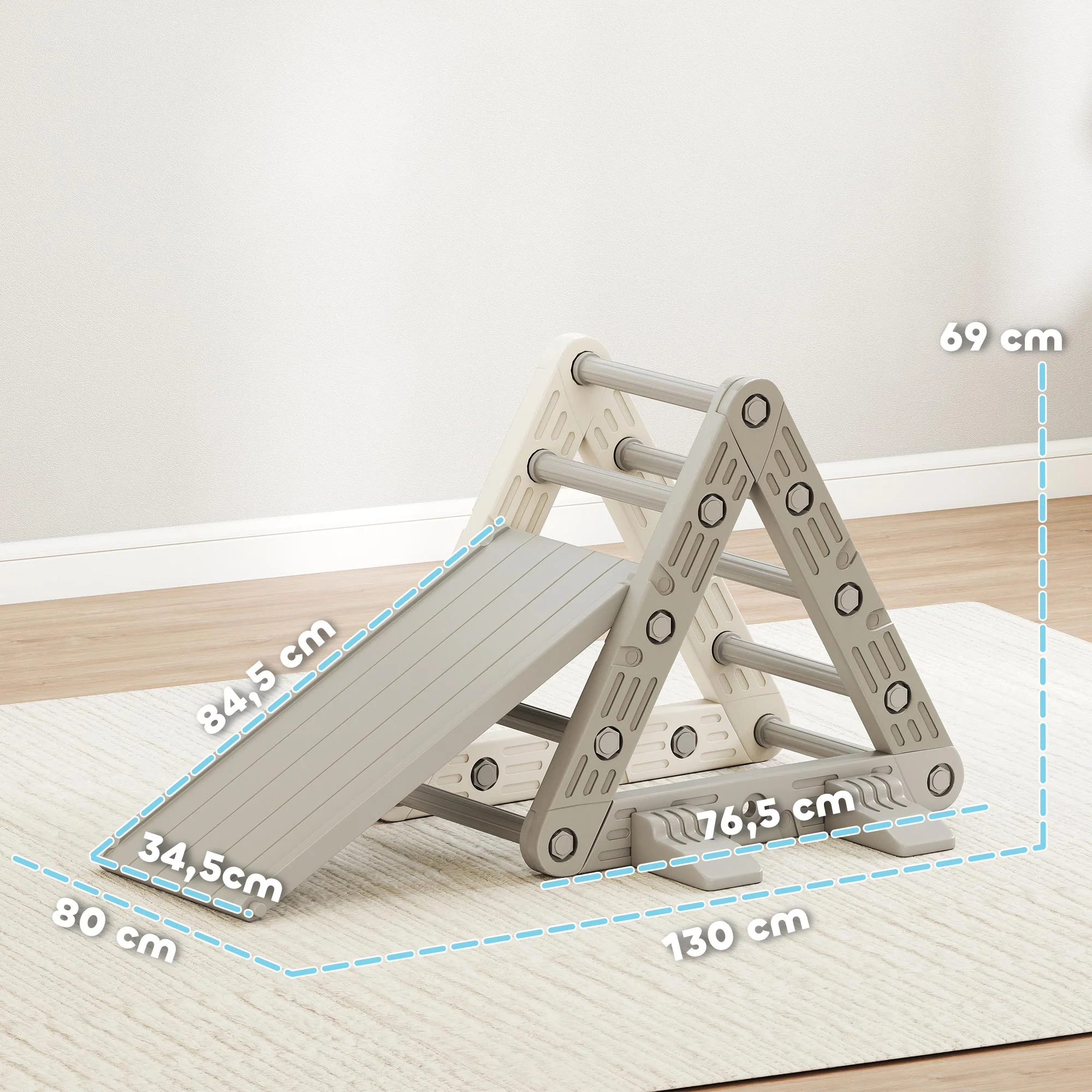 Aiyaplay Triángulo De Escalada Para Niños 3 En 1 Con Tobogán Y Rampa Gris - Image 3