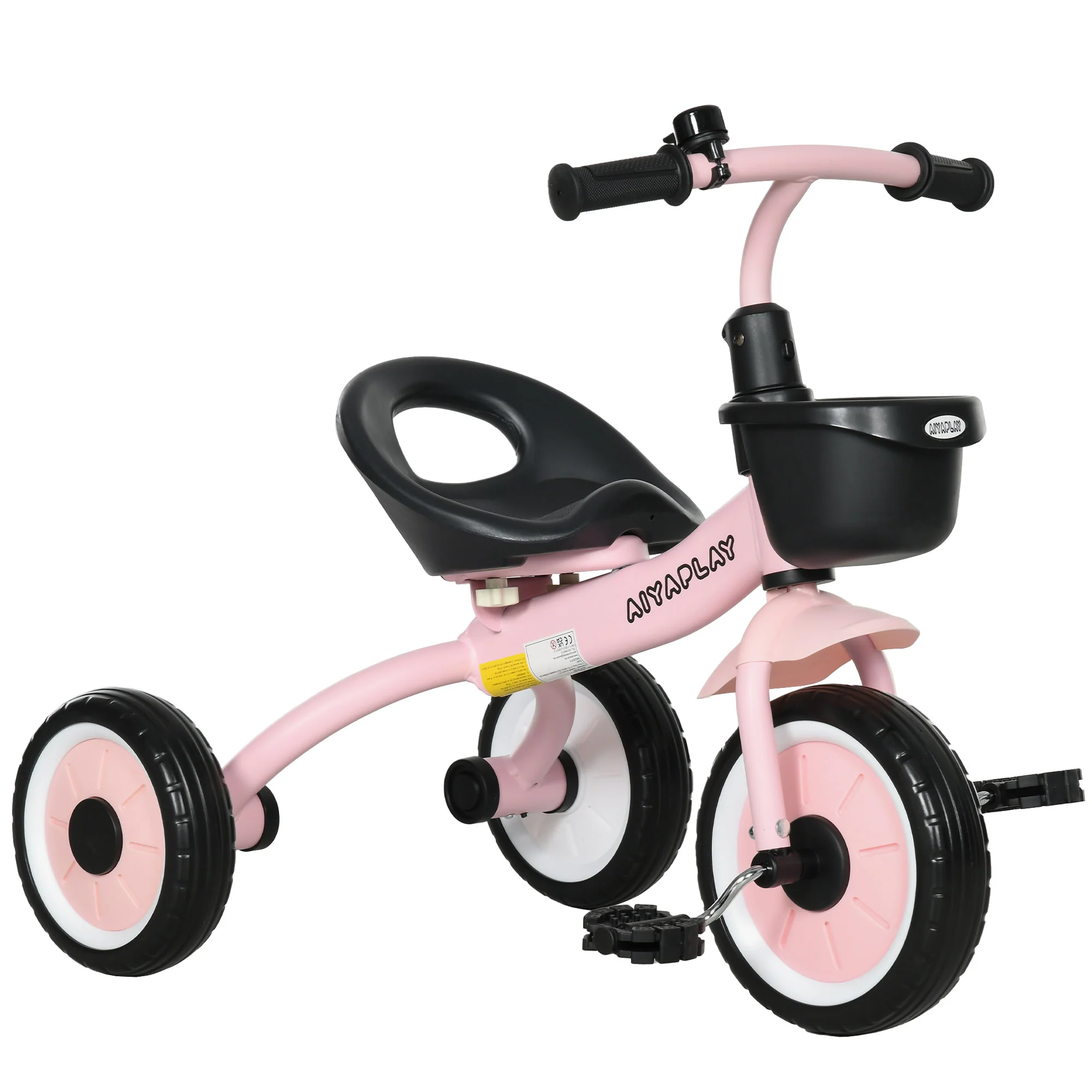 Aiyaplay Triciclo Para Niños De 2 A 5 Años Con Cesta Timbre 70,5x53x58 Cm Rosa