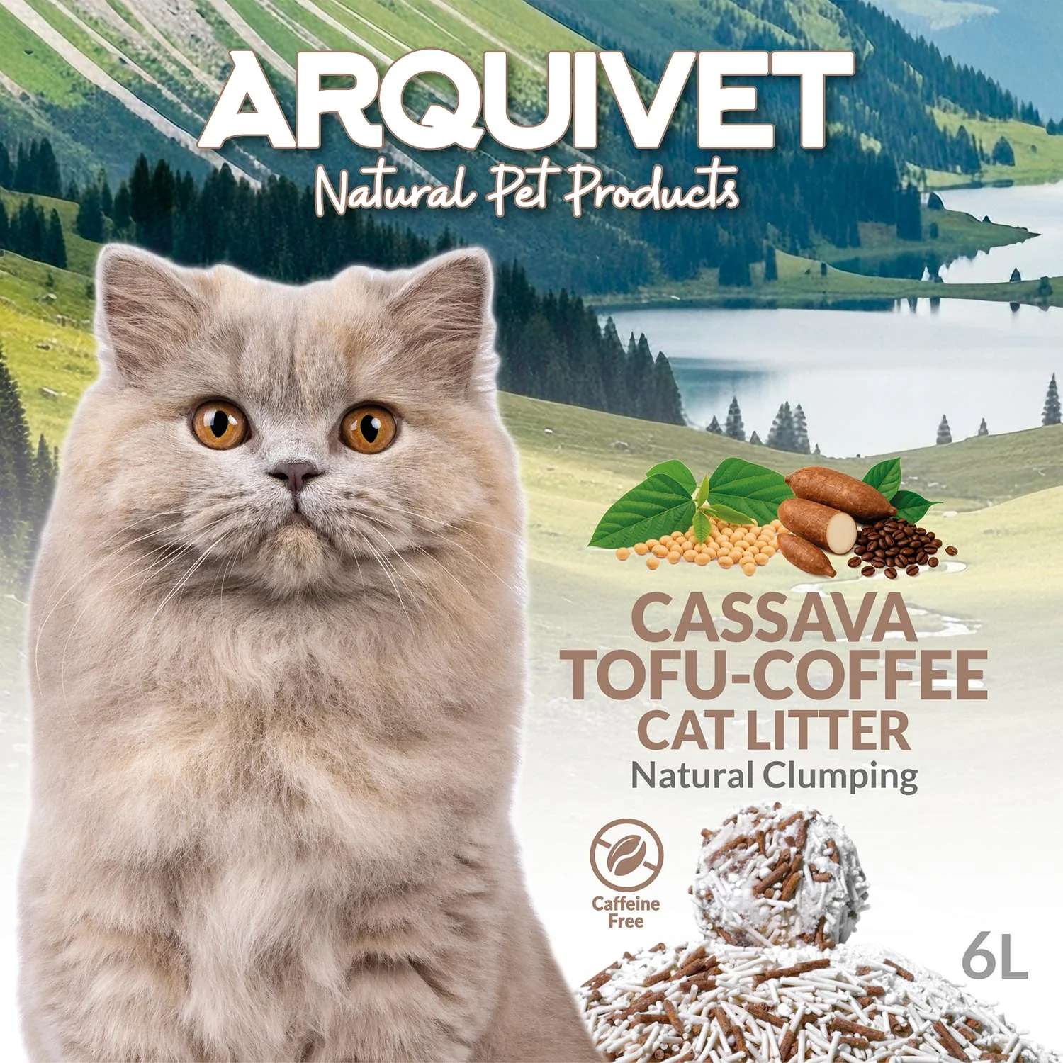 Arena de Yuca y Café para Gatos Arquivet 6L 100% Biodegradable - Image 4