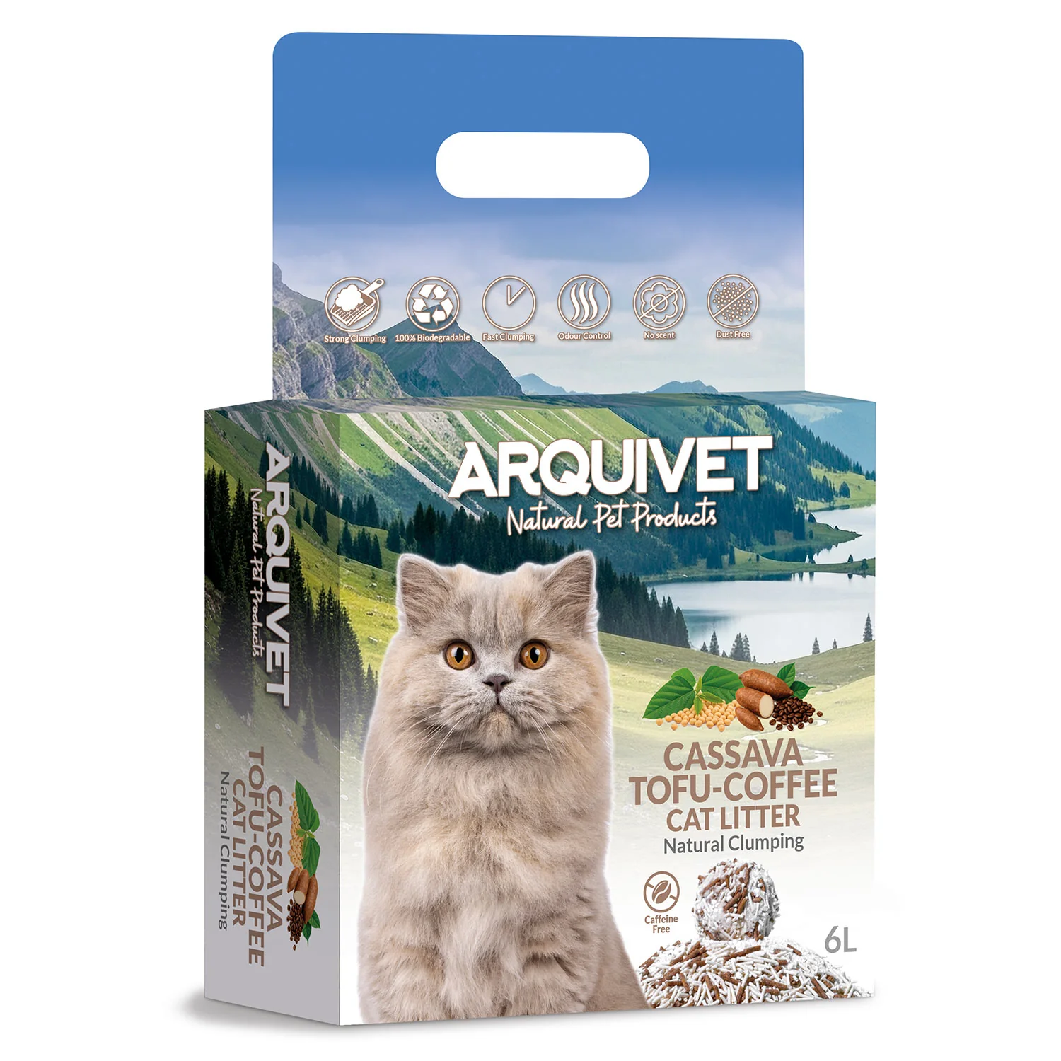 Arena de Yuca y Café para Gatos Arquivet 6L 100% Biodegradable - Image 5