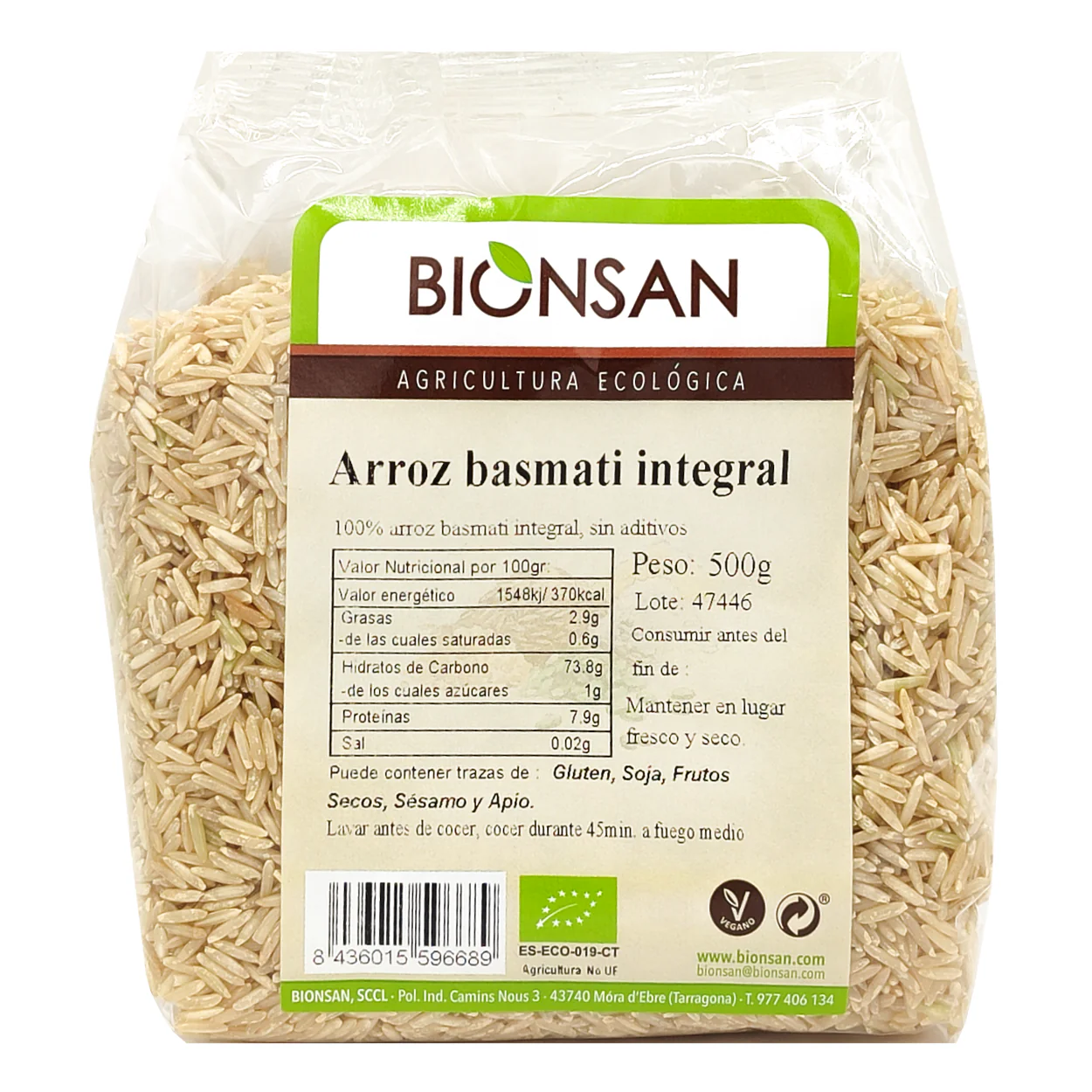 Arroz Basmati Integral Eco Bionsan 500gr