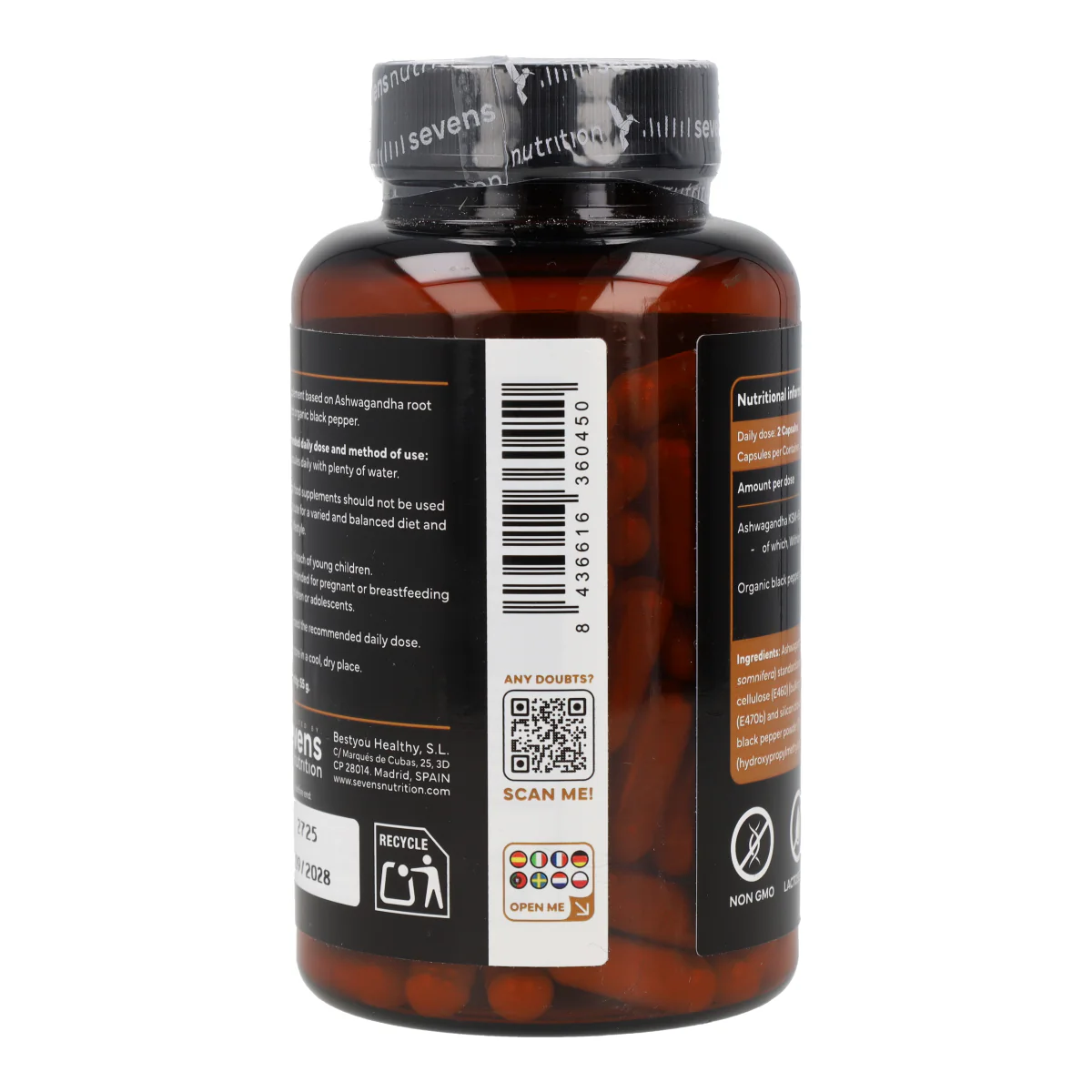 Ashwagandha KSM 66 Complex con Pimienta Negra Sevens Nutrition 120 cápsulas - Image 4