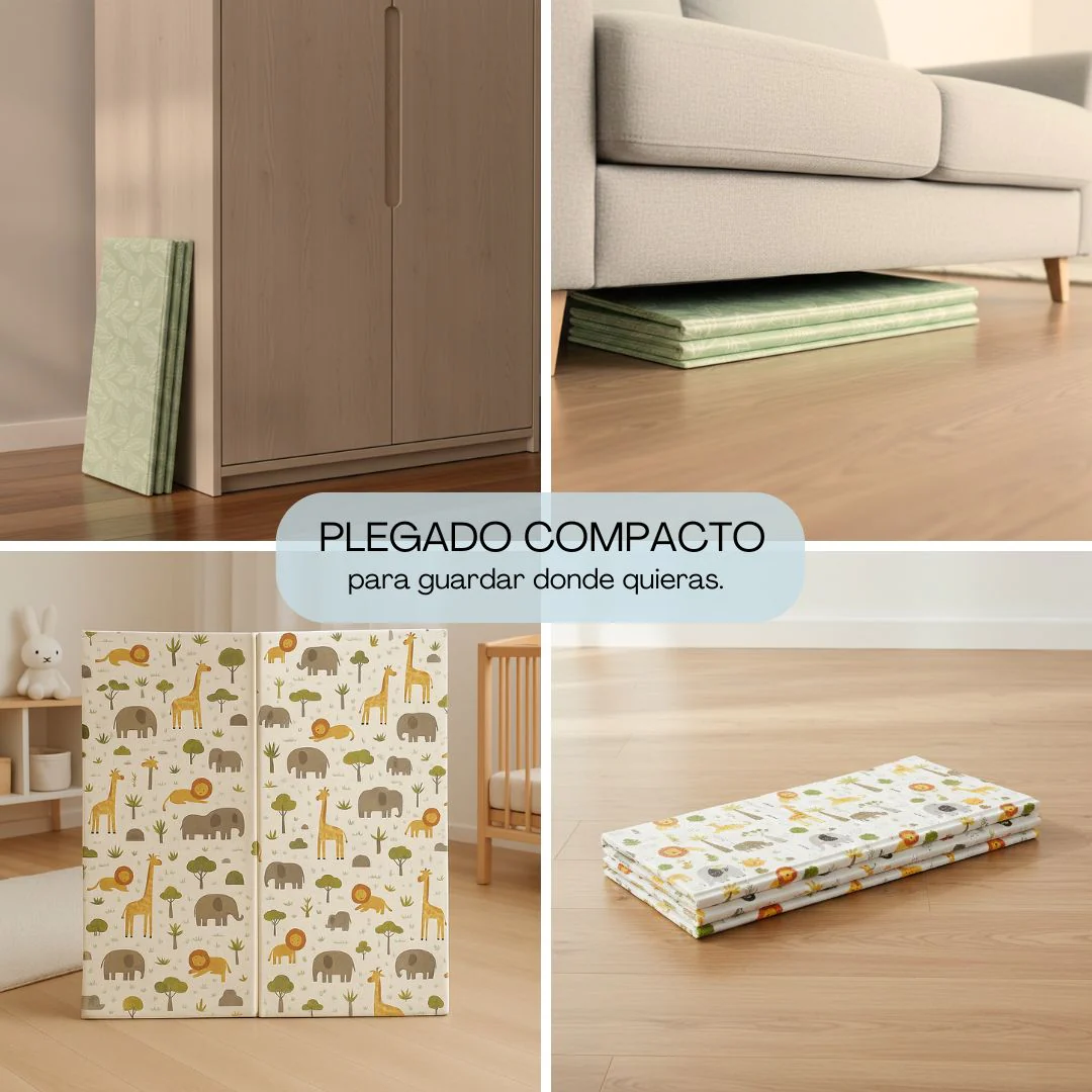 Bathby | Alfombra Plegable Para Bebé 200 × 150 Cm, Reversible Animales/hojas - Image 3