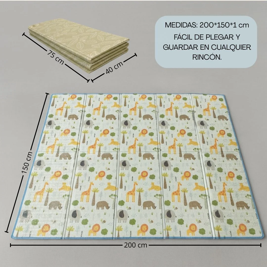 Bathby | Alfombra Plegable Para Bebé 200 × 150 Cm, Reversible Animales/hojas - Image 6