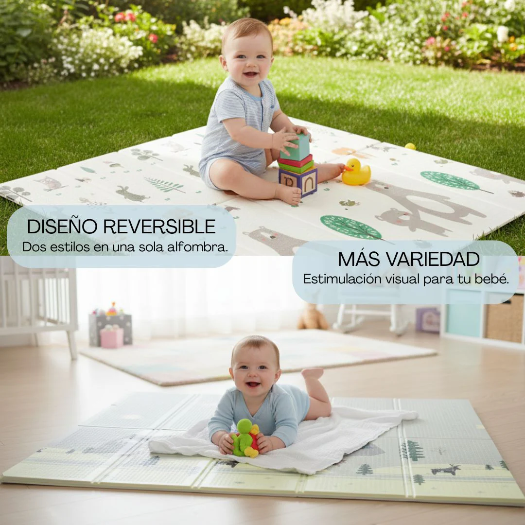 Bathby | Alfombra Plegable Para Bebé 200 × 180 Cm, Reversible Animales/invierno - Image 3