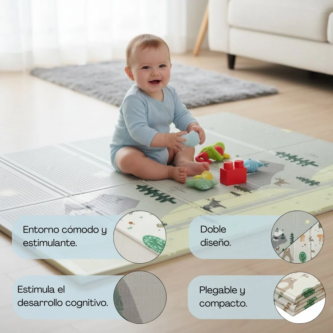 Bathby | Alfombra Plegable Para Bebé 200 × 180 Cm, Reversible Animales/invierno - Image 4