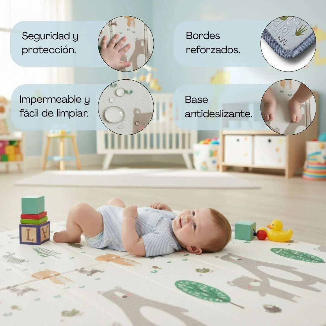 Bathby | Alfombra Plegable Para Bebé 200 × 180 Cm, Reversible Animales/invierno - Image 5