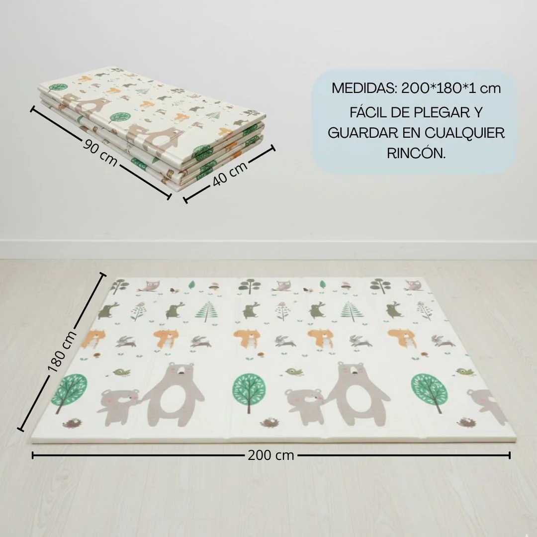 Bathby | Alfombra Plegable Para Bebé 200 × 180 Cm, Reversible Animales/invierno - Image 6