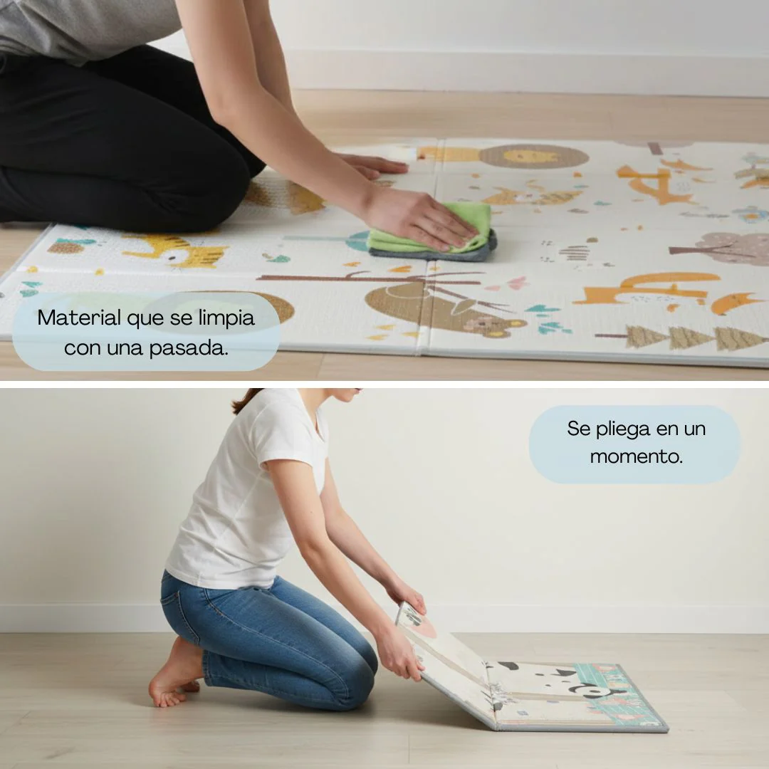 Bathby | Alfombra Plegable Para Bebé 200 × 180 Cm, Reversible Pandas/bosque - Image 2