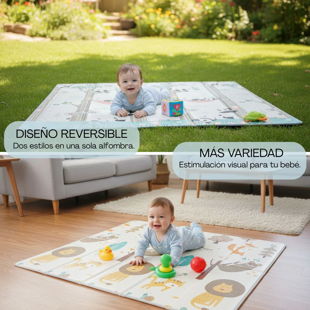 Bathby | Alfombra Plegable Para Bebé 200 × 180 Cm, Reversible Pandas/bosque - Image 3