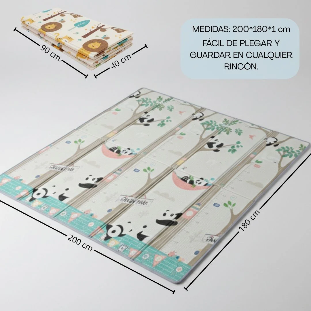 Bathby | Alfombra Plegable Para Bebé 200 × 180 Cm, Reversible Pandas/bosque - Image 6