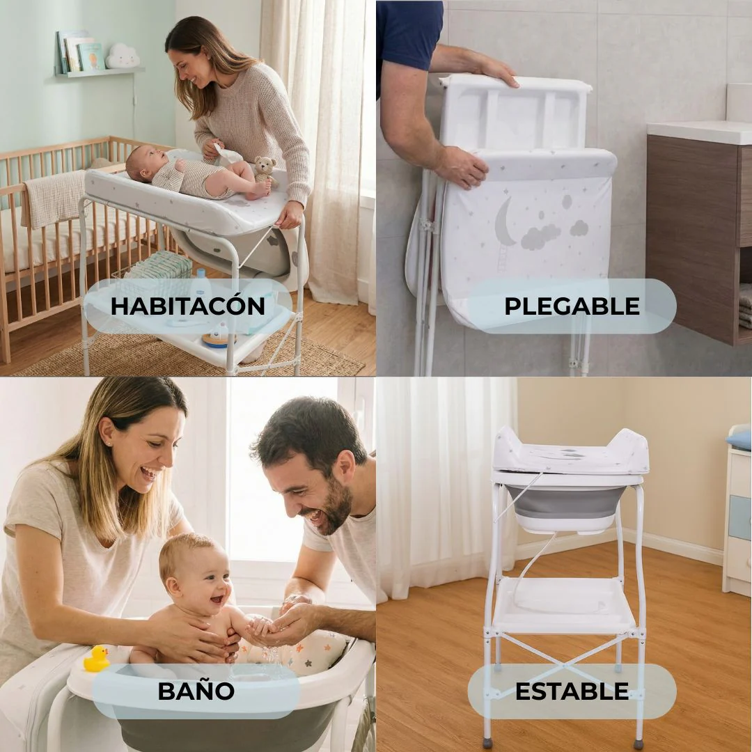 Bathby | Bañera Bebé 5 En 1 Plegable Con Soporte, Cambiador, Bandejas, Desagüe (gris Standard) - Image 5