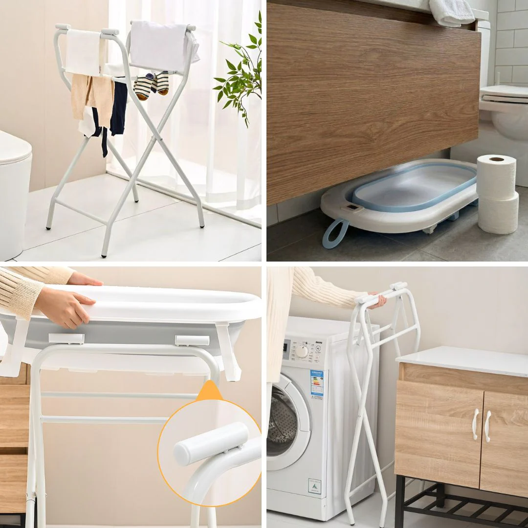 Bathby | Bañera Bebé Azul Con Cojín, Termómetro Y Soporte Plegable | Ligera, Segura Y Compacta Para Recién Nacidos - Image 5