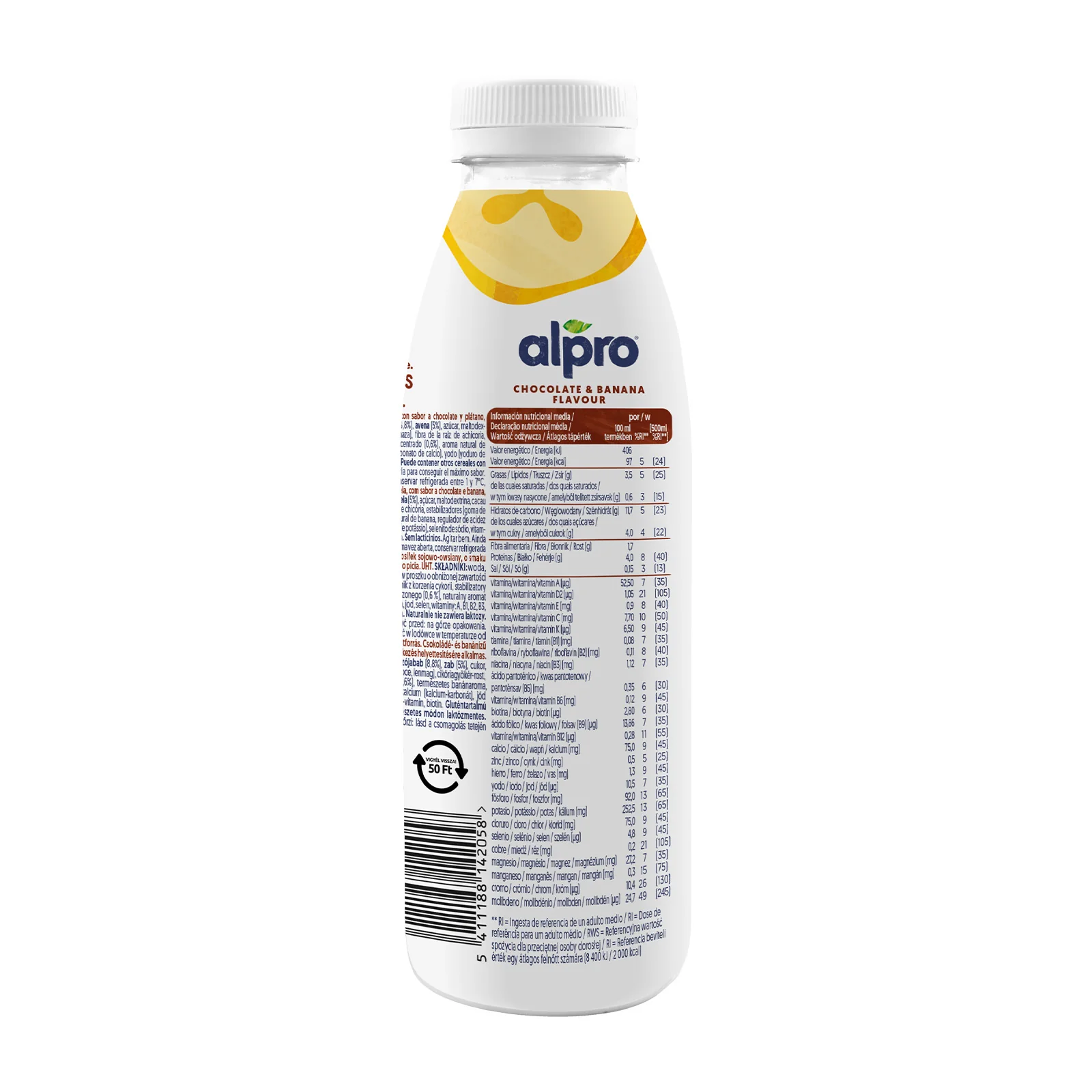 Bebida de Soja con Avena sabor Chocolate y Banana To Go Alpro 1L - Image 3