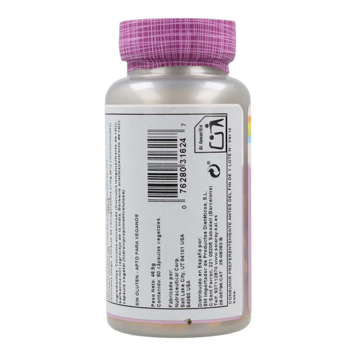 Berberine & Curcuma 600 Mg 60 Caps Solaray - Image 3