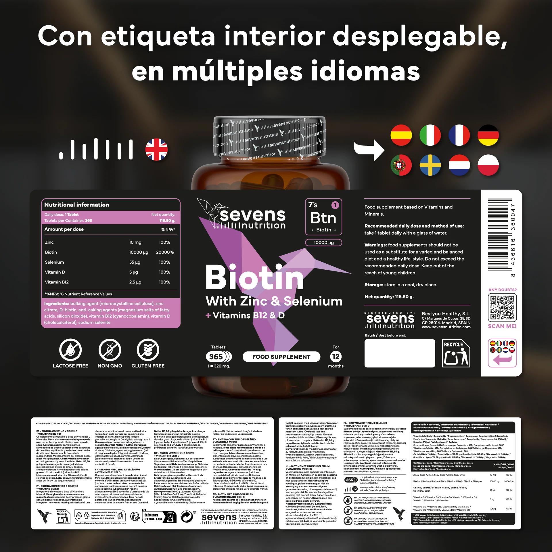 Biotina 10.000 Mcg + Multivitaminas Con Ginseng. Sevens Nutrition. Cabello, Piel Y Uñas + Energía Y Vitalidad Diaria - Image 6