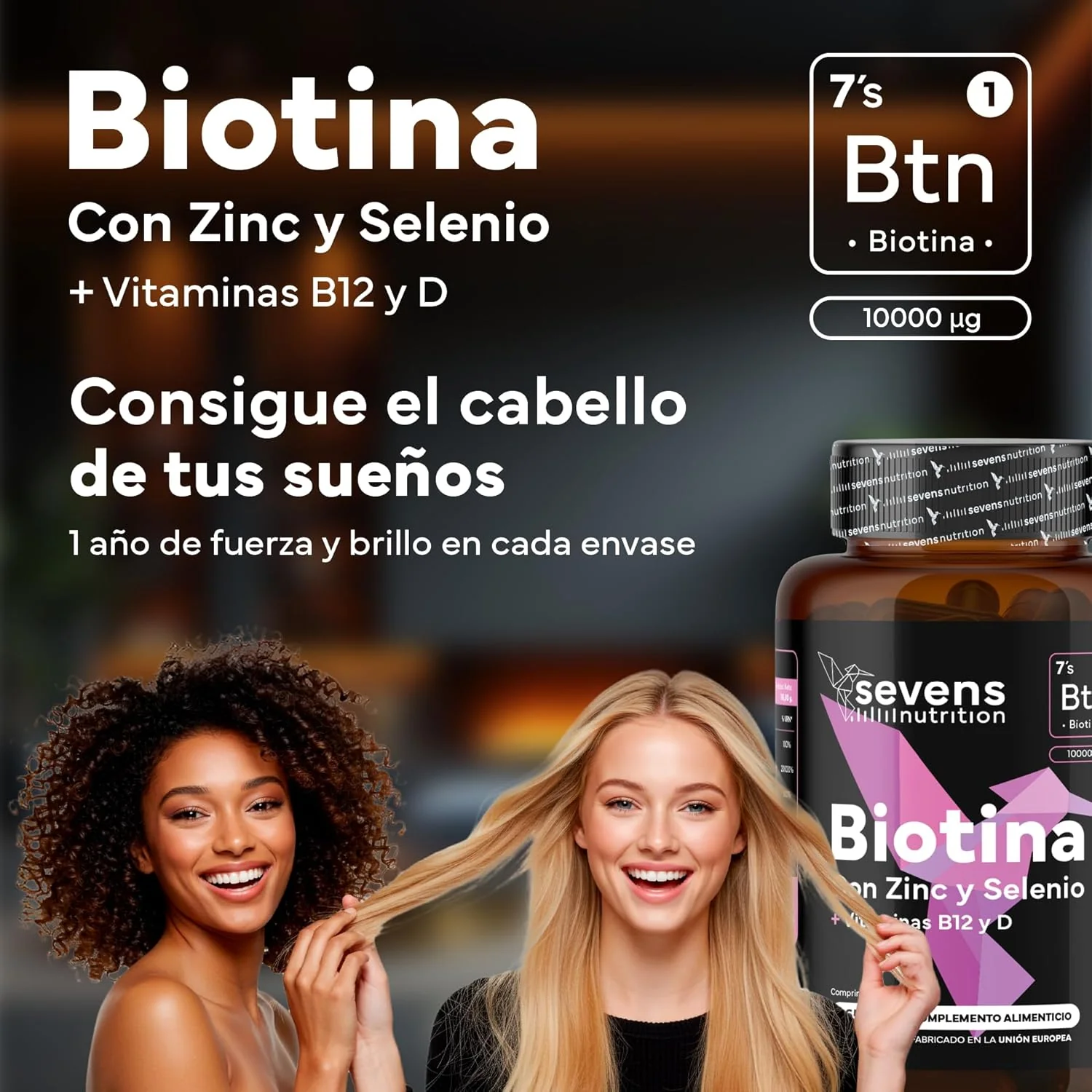 Biotina 10000 mcg Sevens Nutrition 365 cápsulas - Image 2