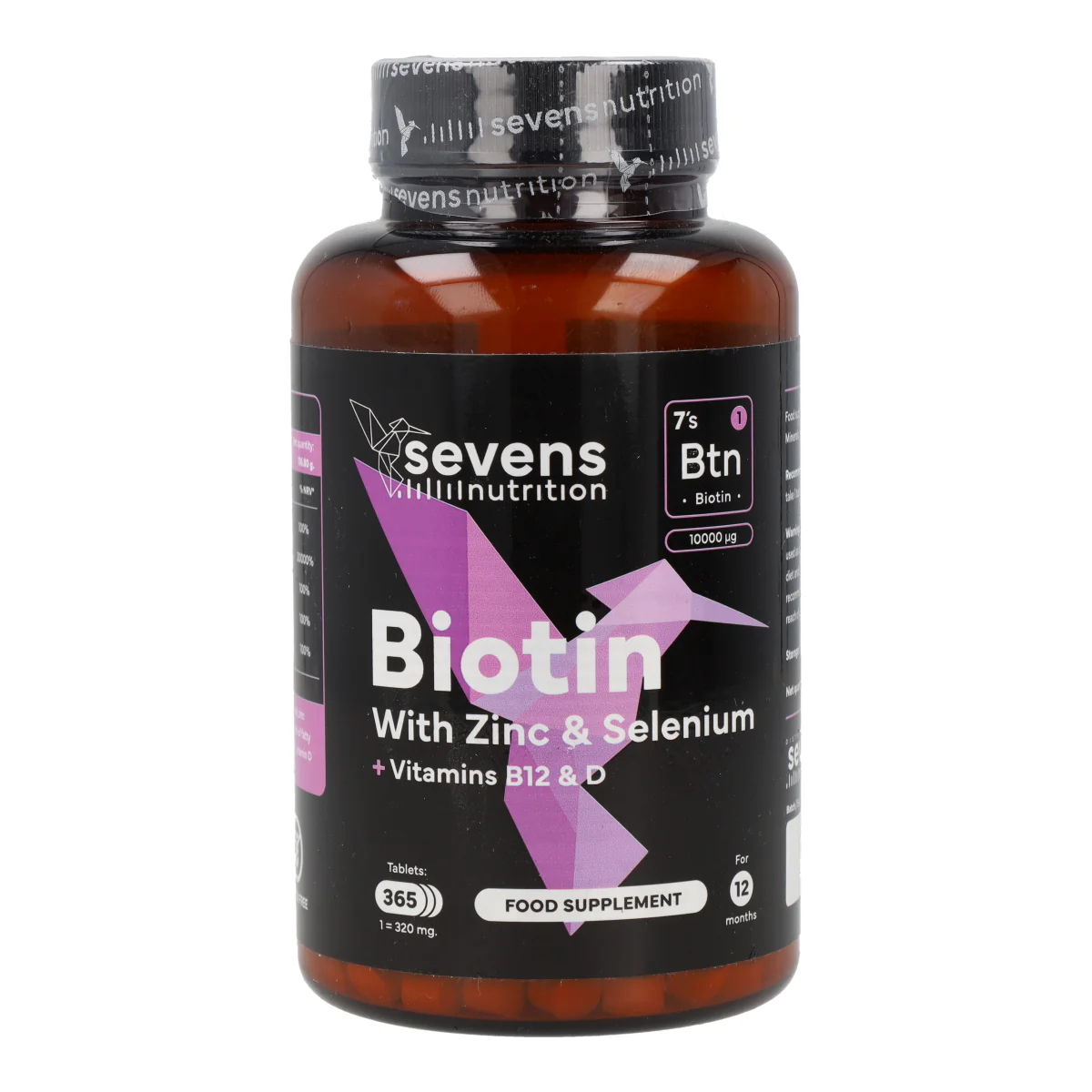 Biotina 10000 mcg Sevens Nutrition 365 cápsulas - Image 5